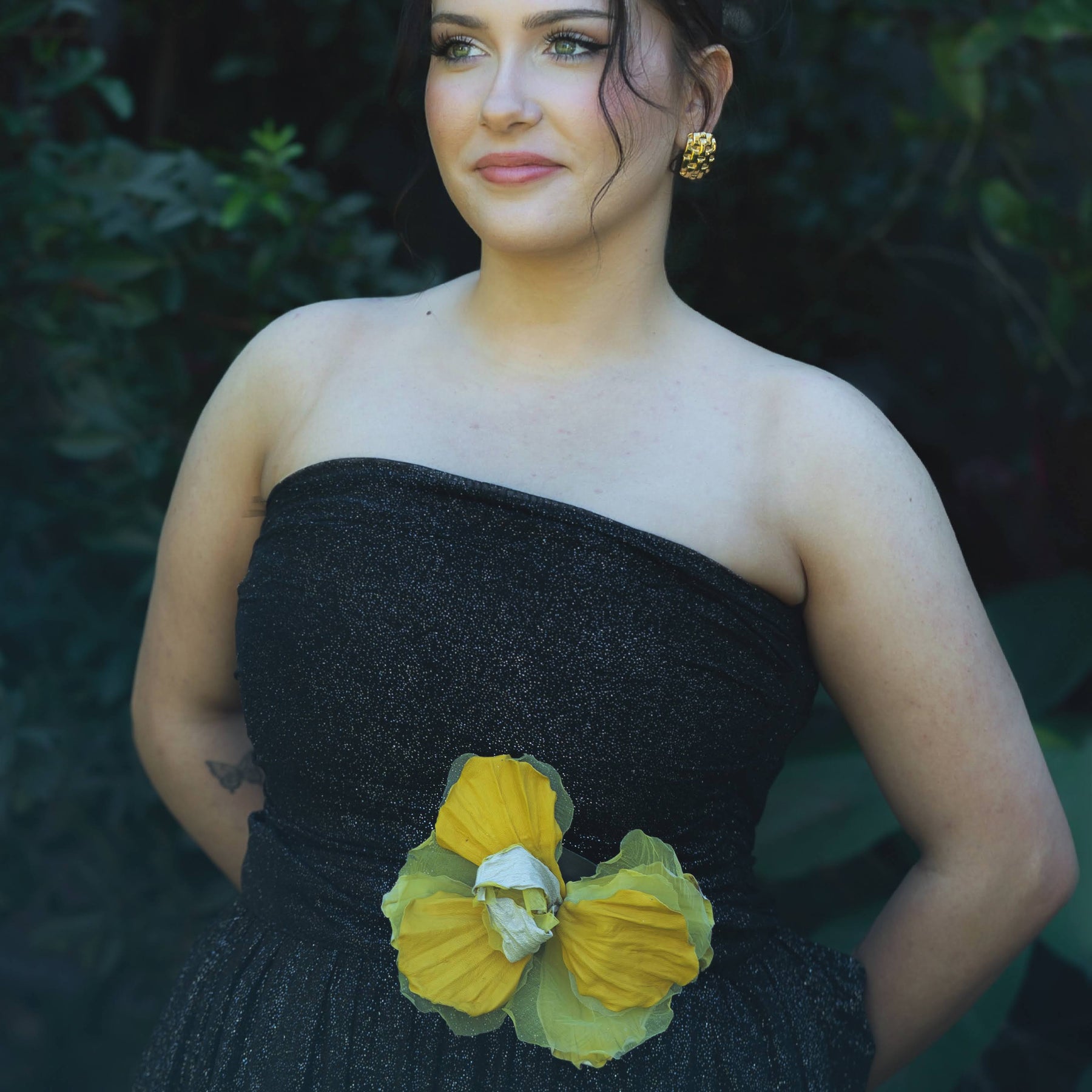 Silk & Leather Iris “Golden Light”, Flower Brooch, Hair hat Clip, Corsage Flower