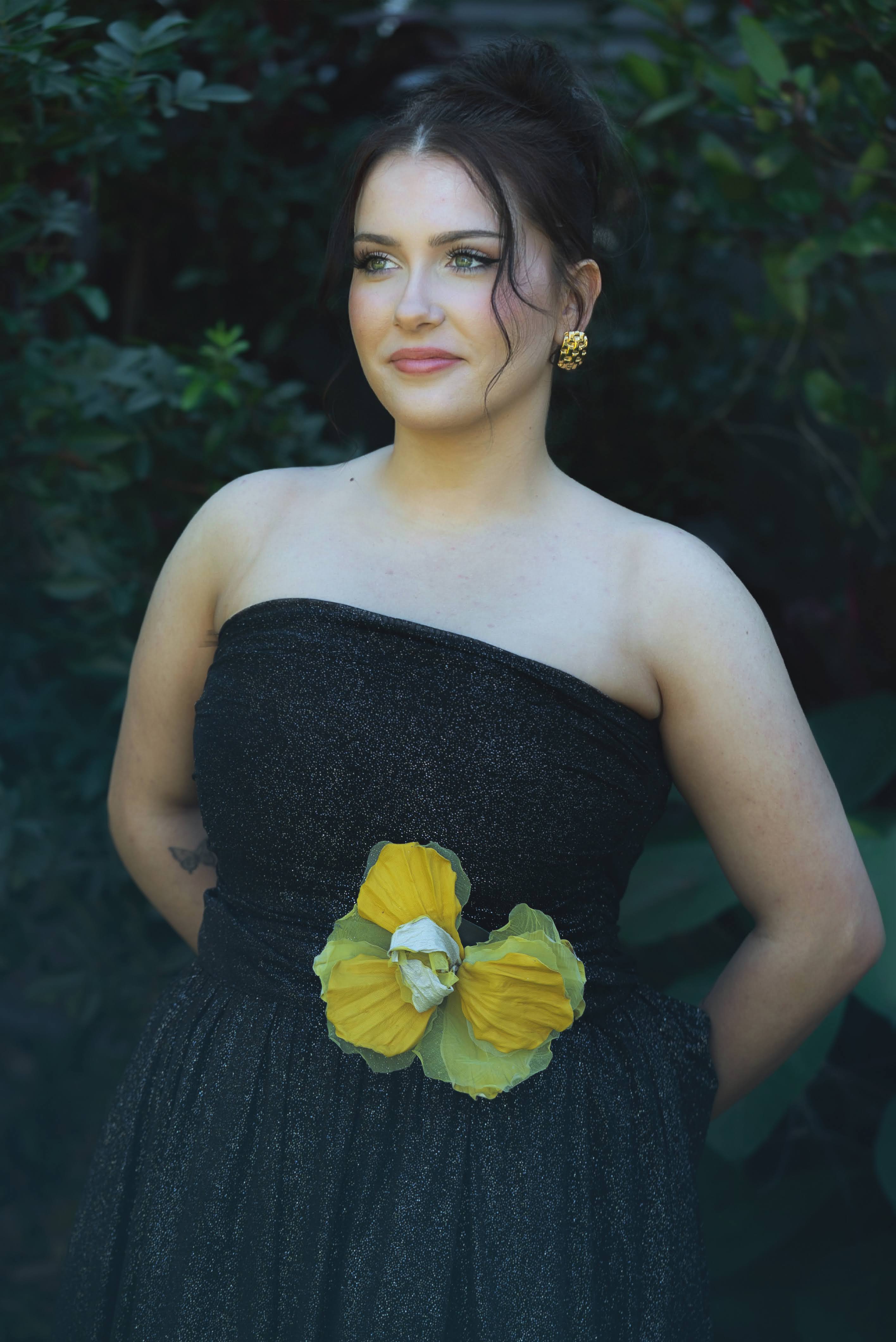 Silk & Leather Iris “Golden Light”, Flower Brooch, Hair hat Clip, Corsage Flower