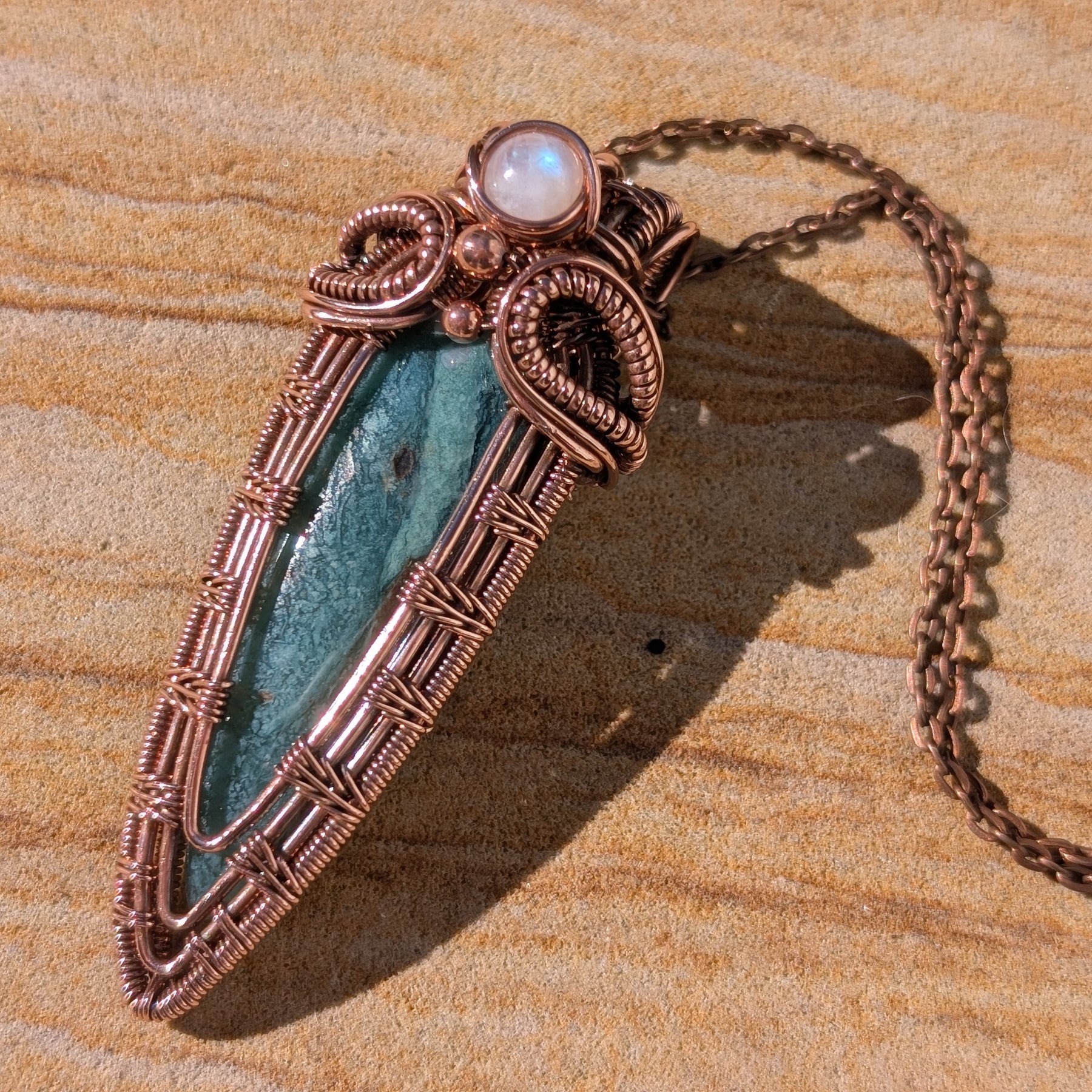 Turpentine - Green Aventurine and Moonstone in Copper