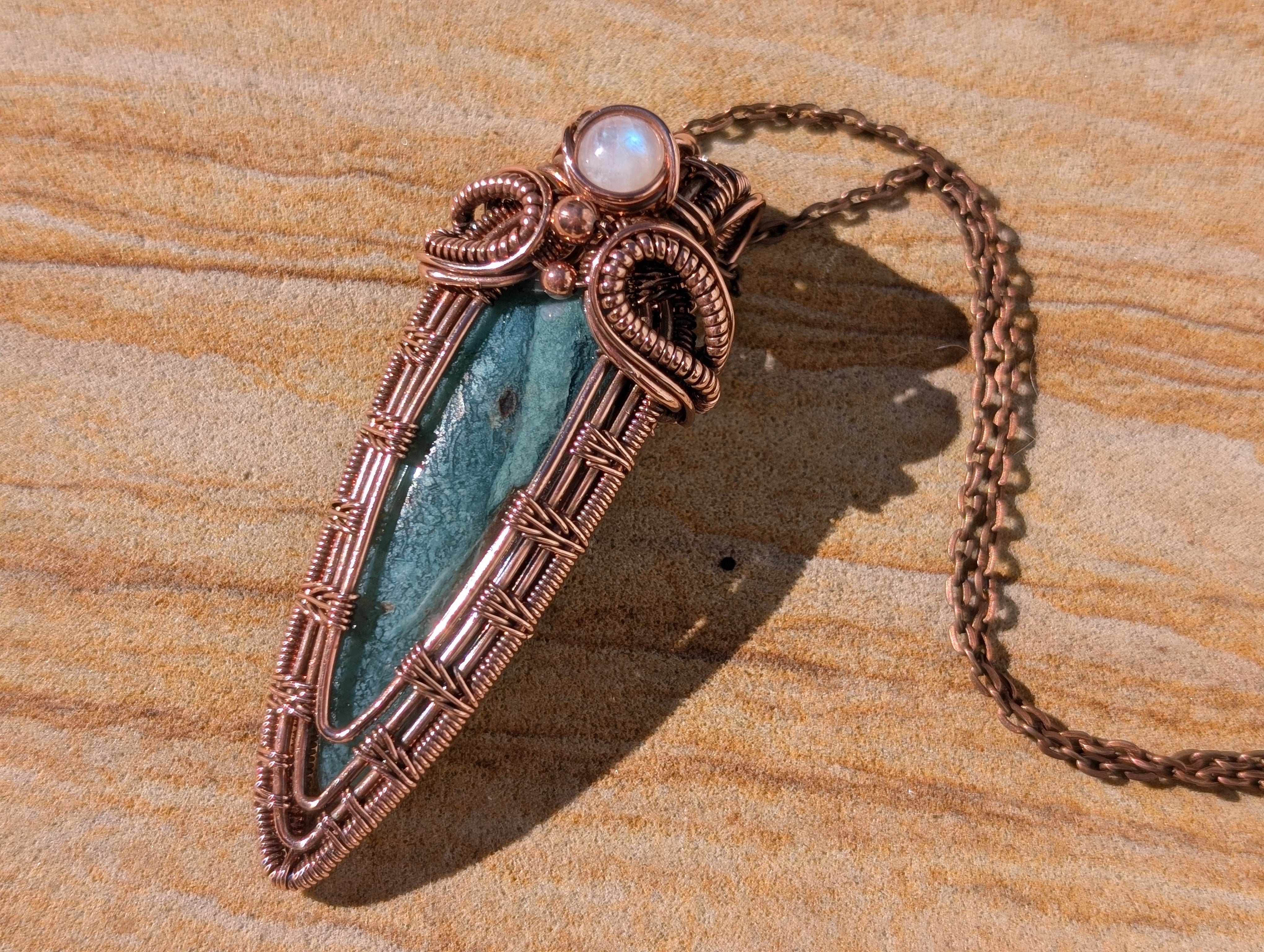 Turpentine - Green Aventurine and Moonstone in Copper