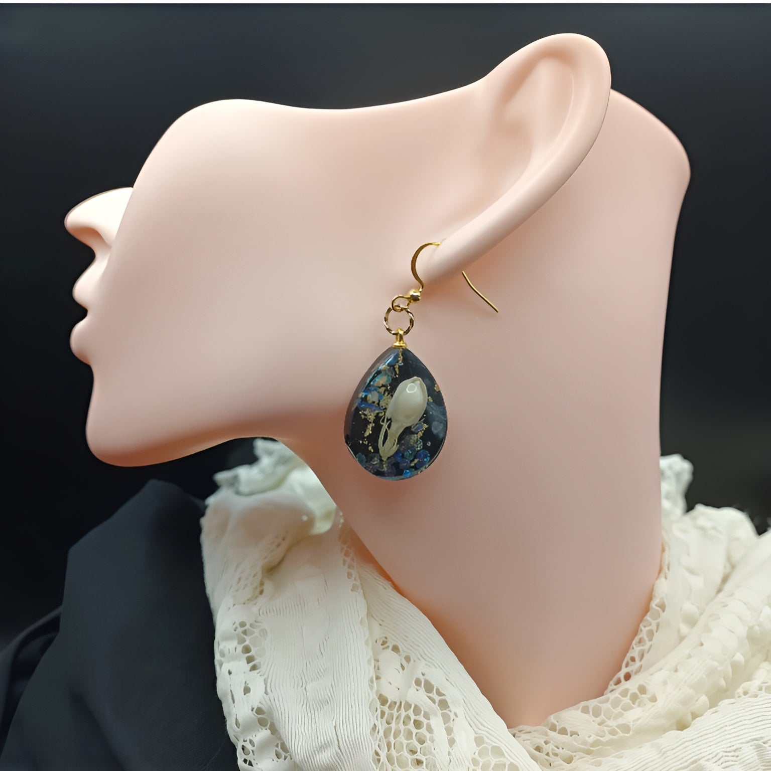 Real dried White Jasmin flower earrings
