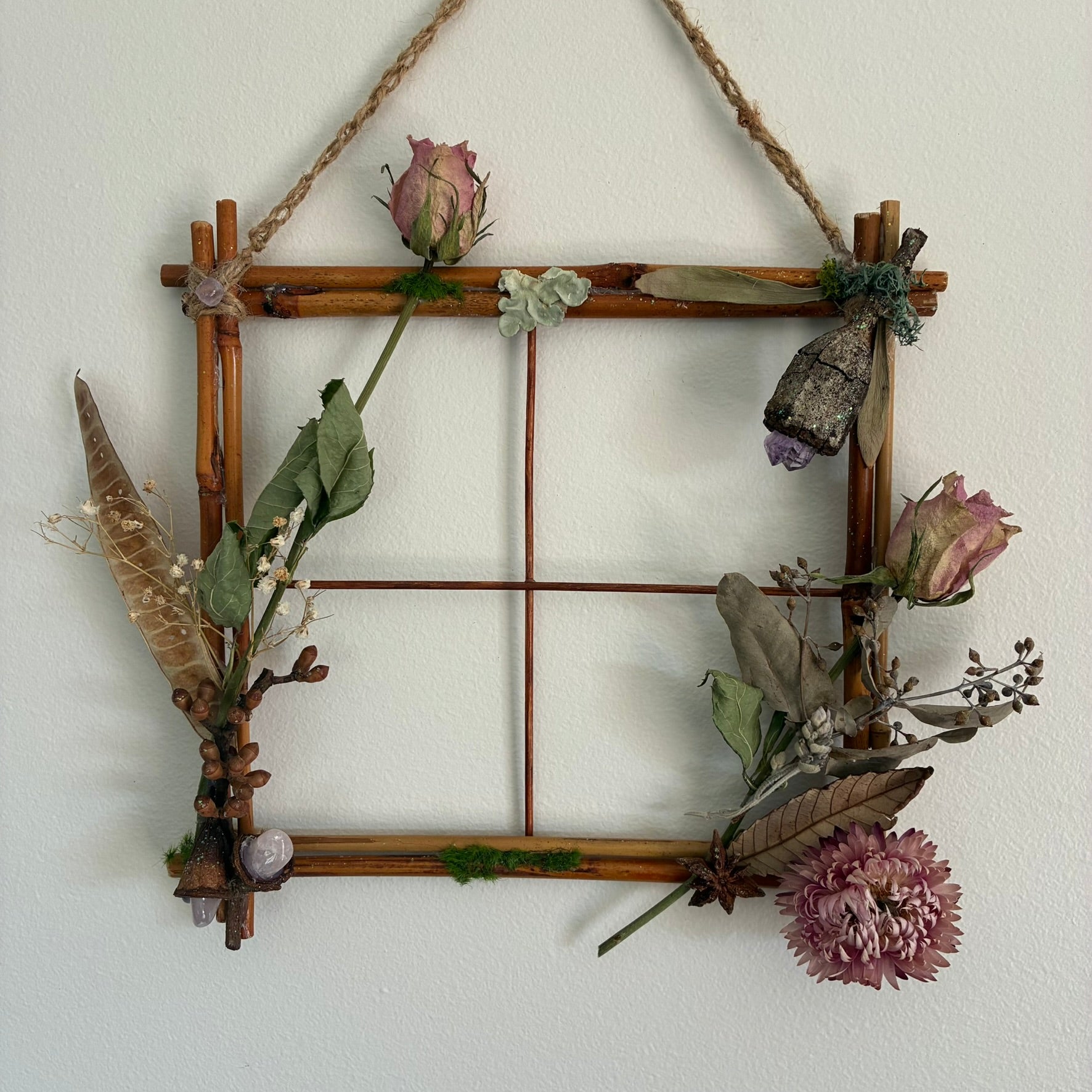 Natures Window Dressings - with Pink Roses
