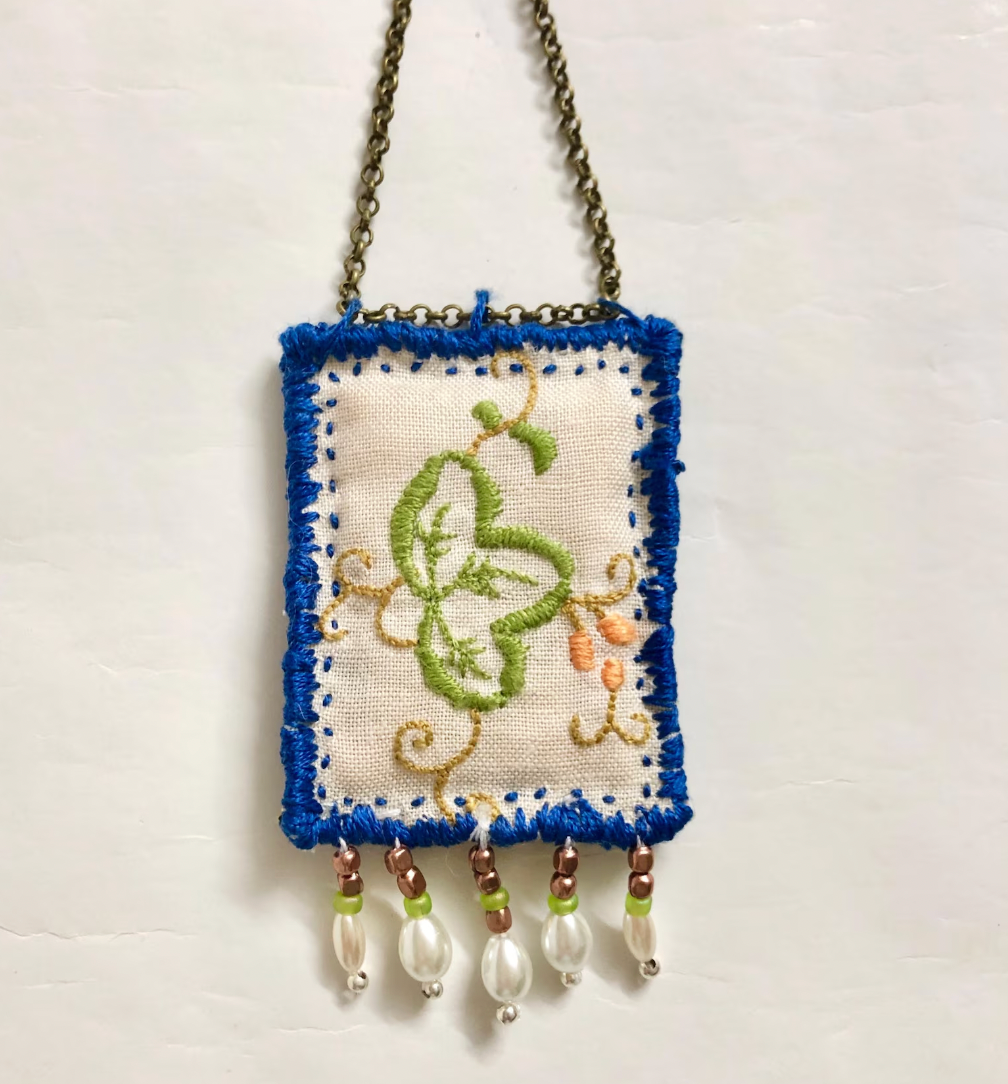 Slow Stitched Vintage Doily Textile Necklace