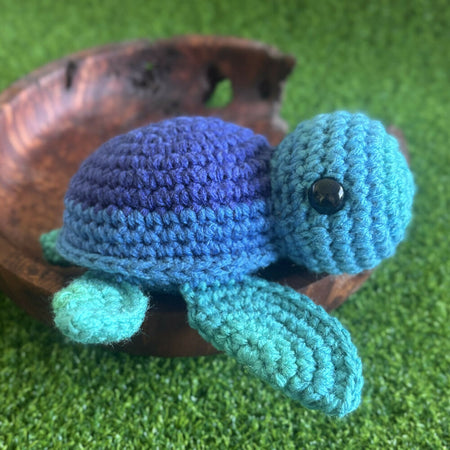 Turtle Crochet Small Toy Blue Green