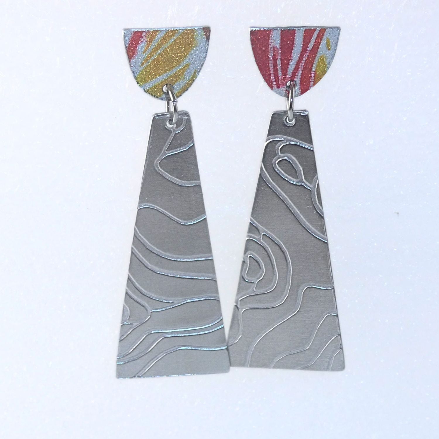 Anodised aluminium earrings hand printed Tropical Dream Collection