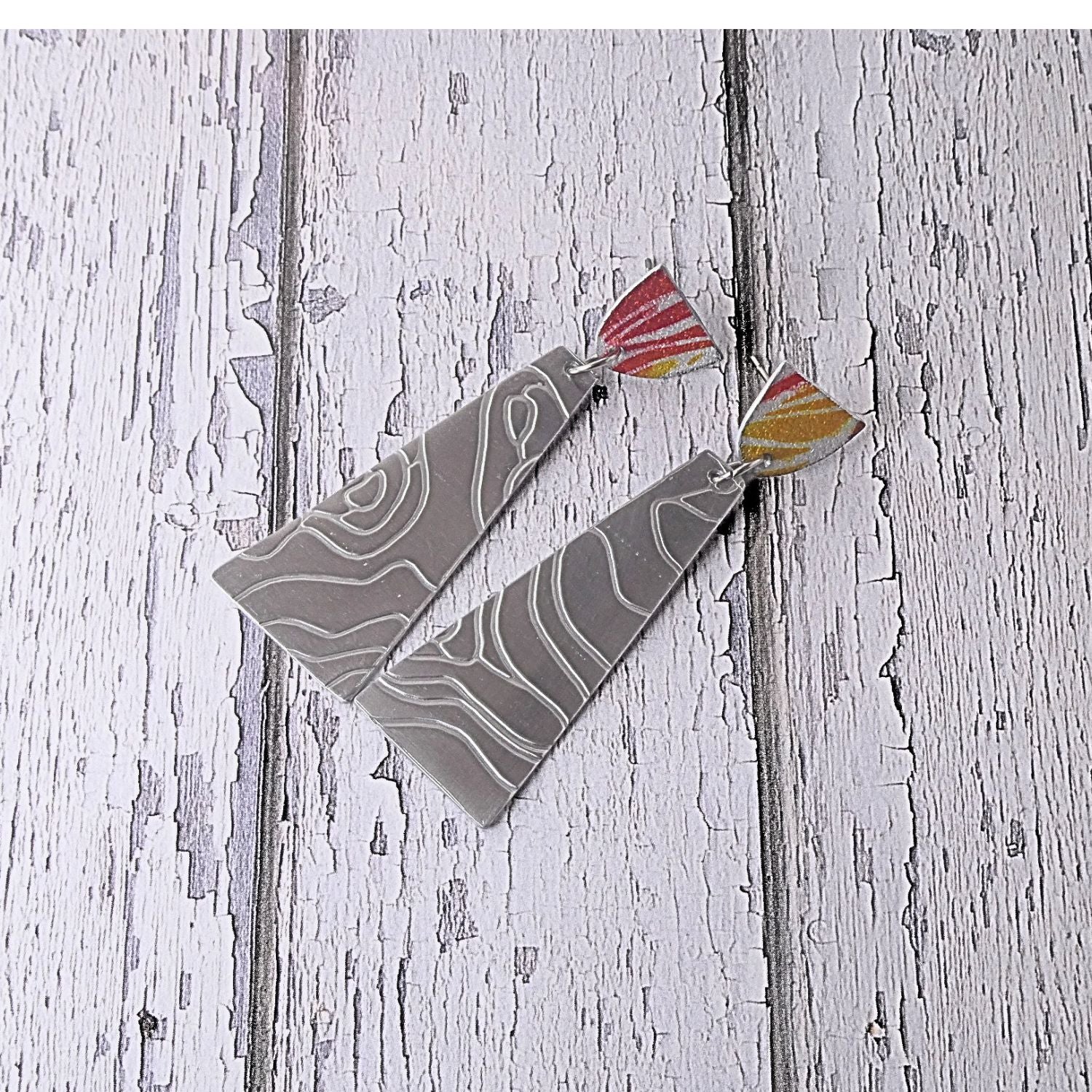 Anodised aluminium earrings hand printed Tropical Dream Collection