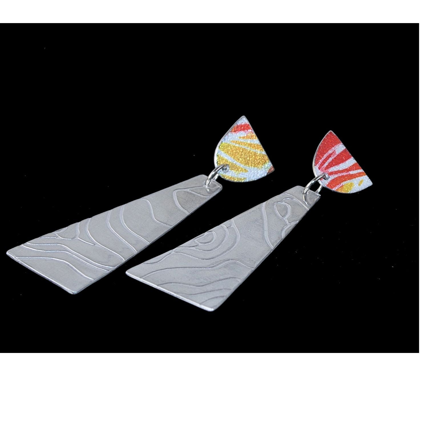 Anodised aluminium earrings hand printed Tropical Dream Collection