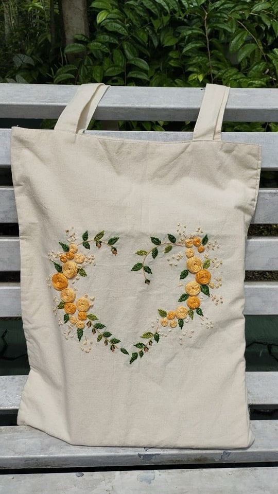 Hand Embroidered Tote Bag