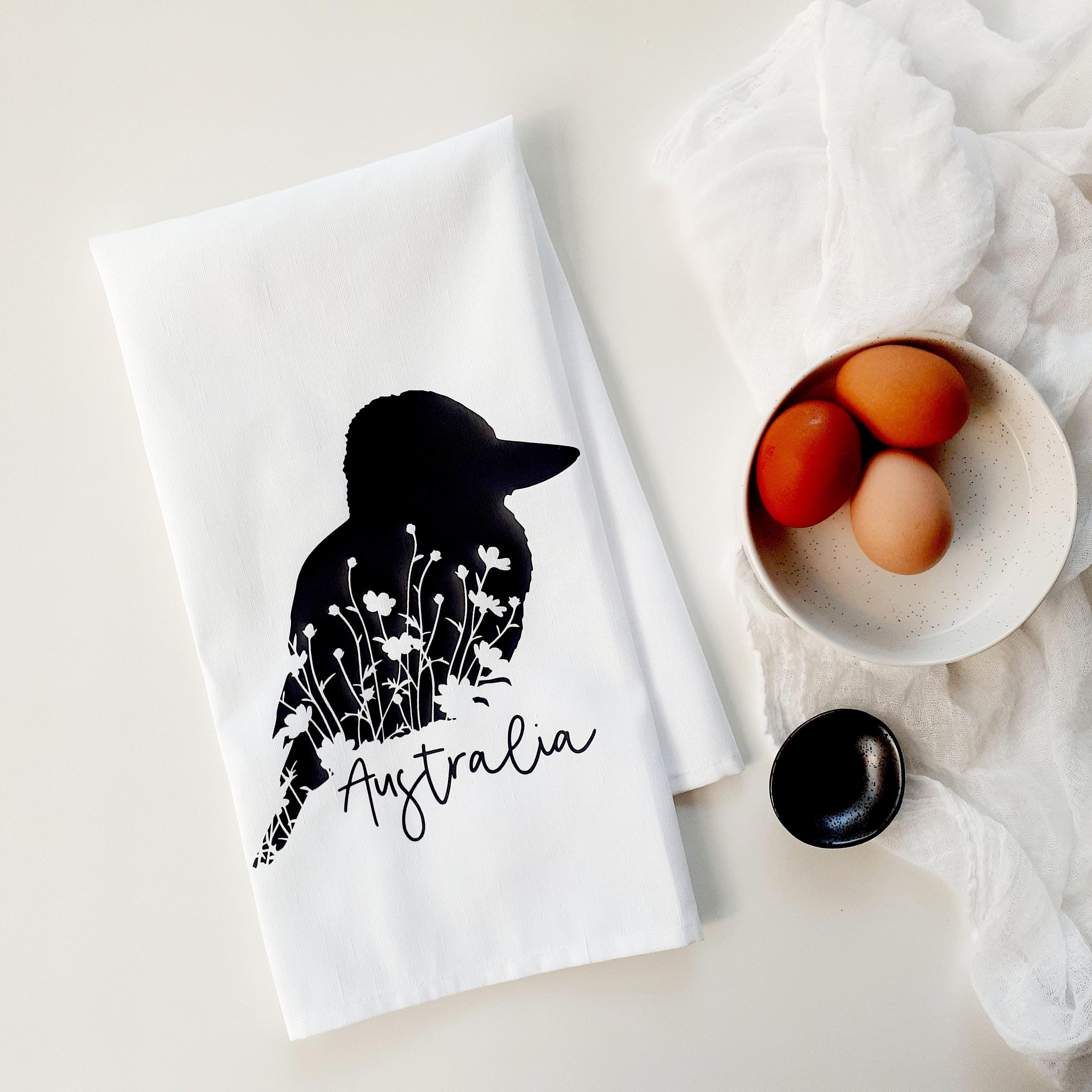 Australian Animal Tea Towel, Australiana Kitchen Decor, Linen Cotton, Souvenir, Gift