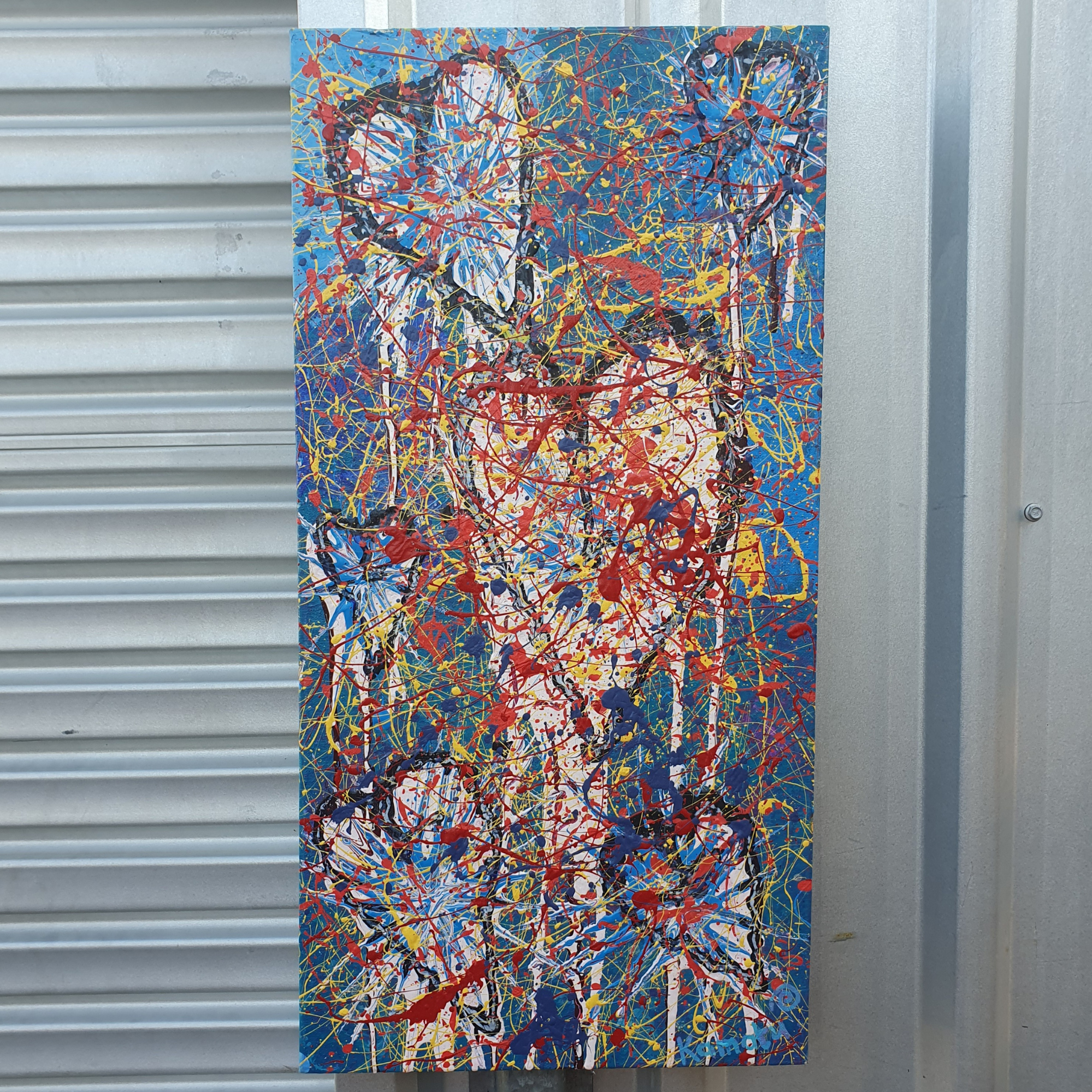 Perfect Imperfections. Abstract Canvas Painting With Hearts.