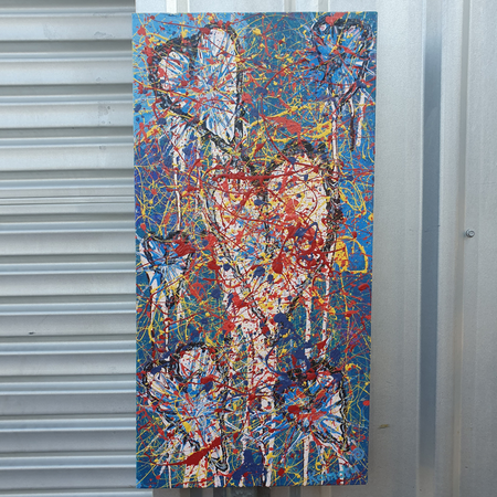 Perfect Imperfections. Abstract Canvas Painting With Hearts.