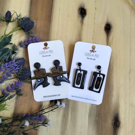 Gothic Themed Polymer Clay Dangle Earrings - Assorted Designs