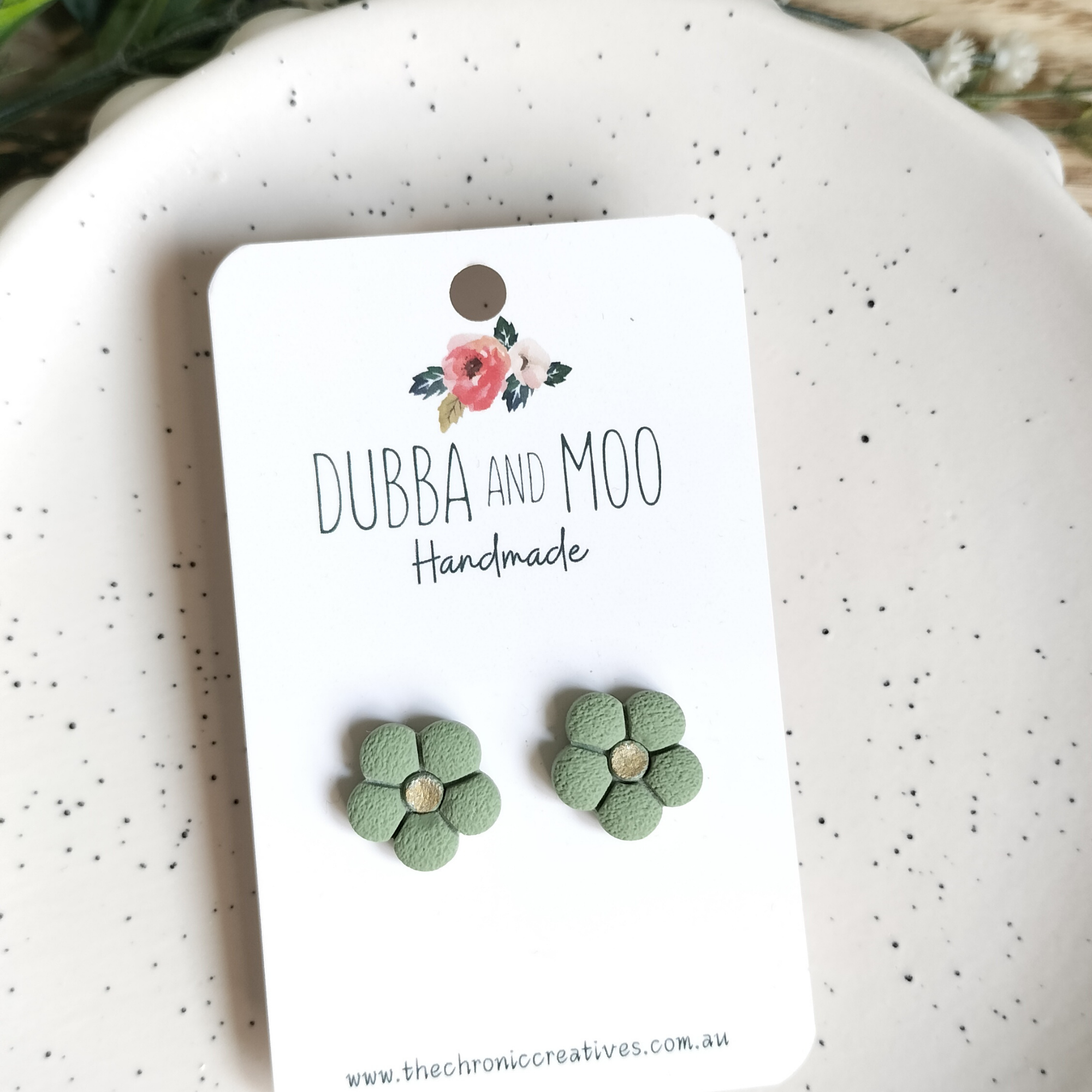 Puffy Textured Flower Polymer Clay Studs - Assorted Colours