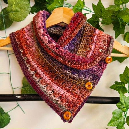 Handmade Crochet Neckwarmer | Rainbow Jewel Colours | Adult