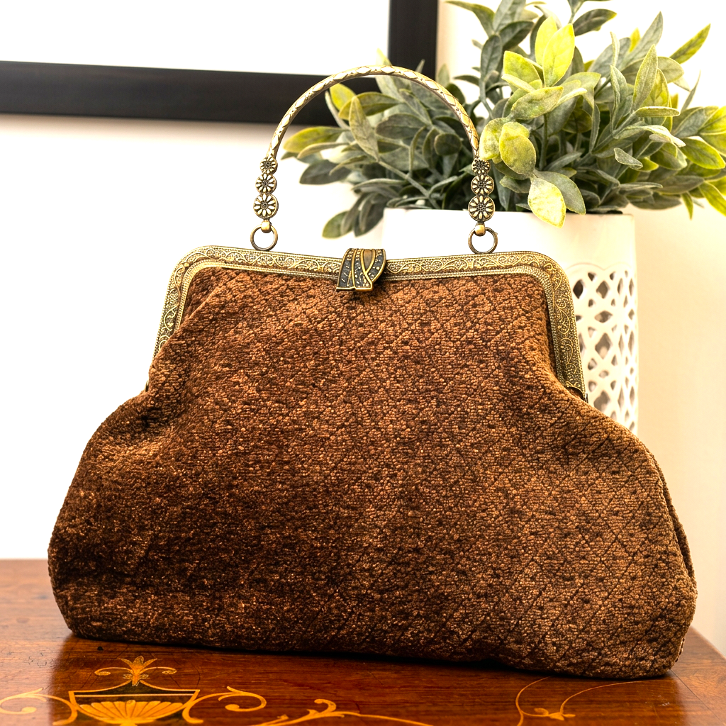 Brown Velvet Art Deco Handbag — Handmade in Australia
