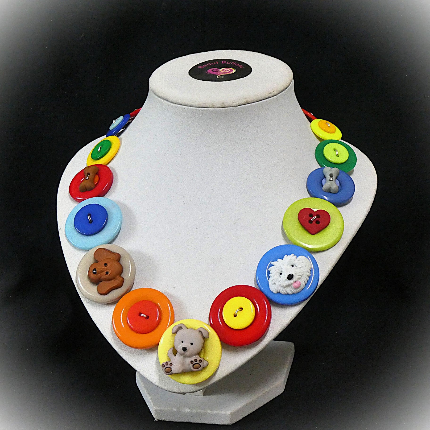 Button necklace - Puppy Love