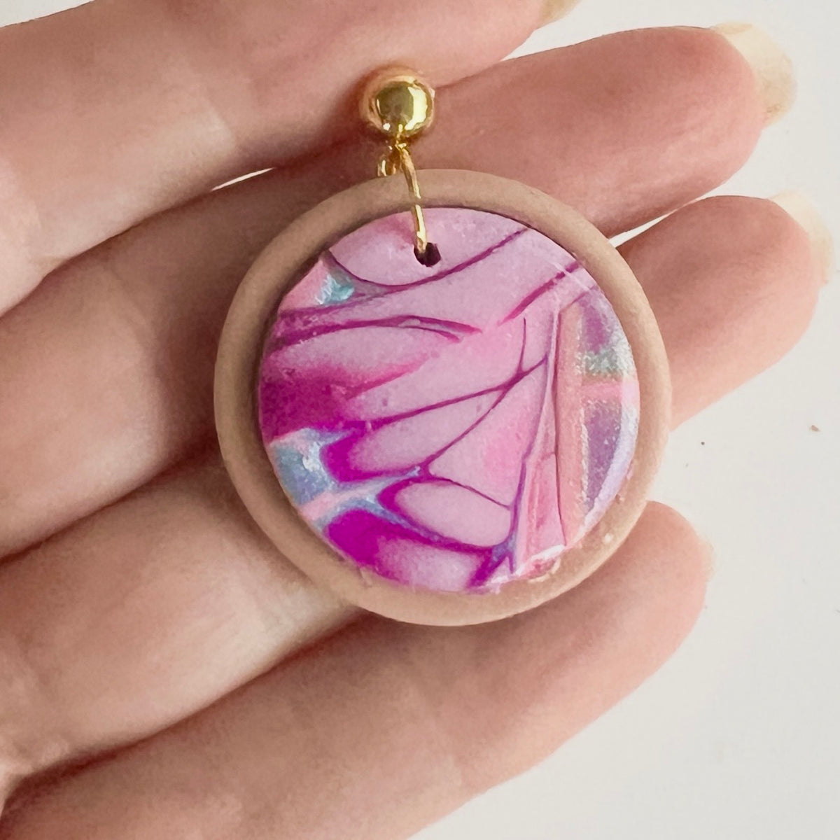 Earrings ~ Mokume Gane ~ handcrafted ~ one-off ~polymer Clay