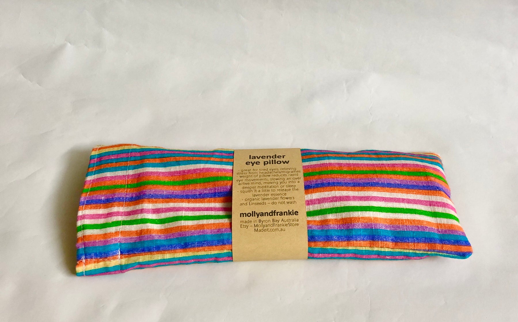Lavender and Organic Linseed Eye Pillow with Removable, Washable Cover - Rainbow