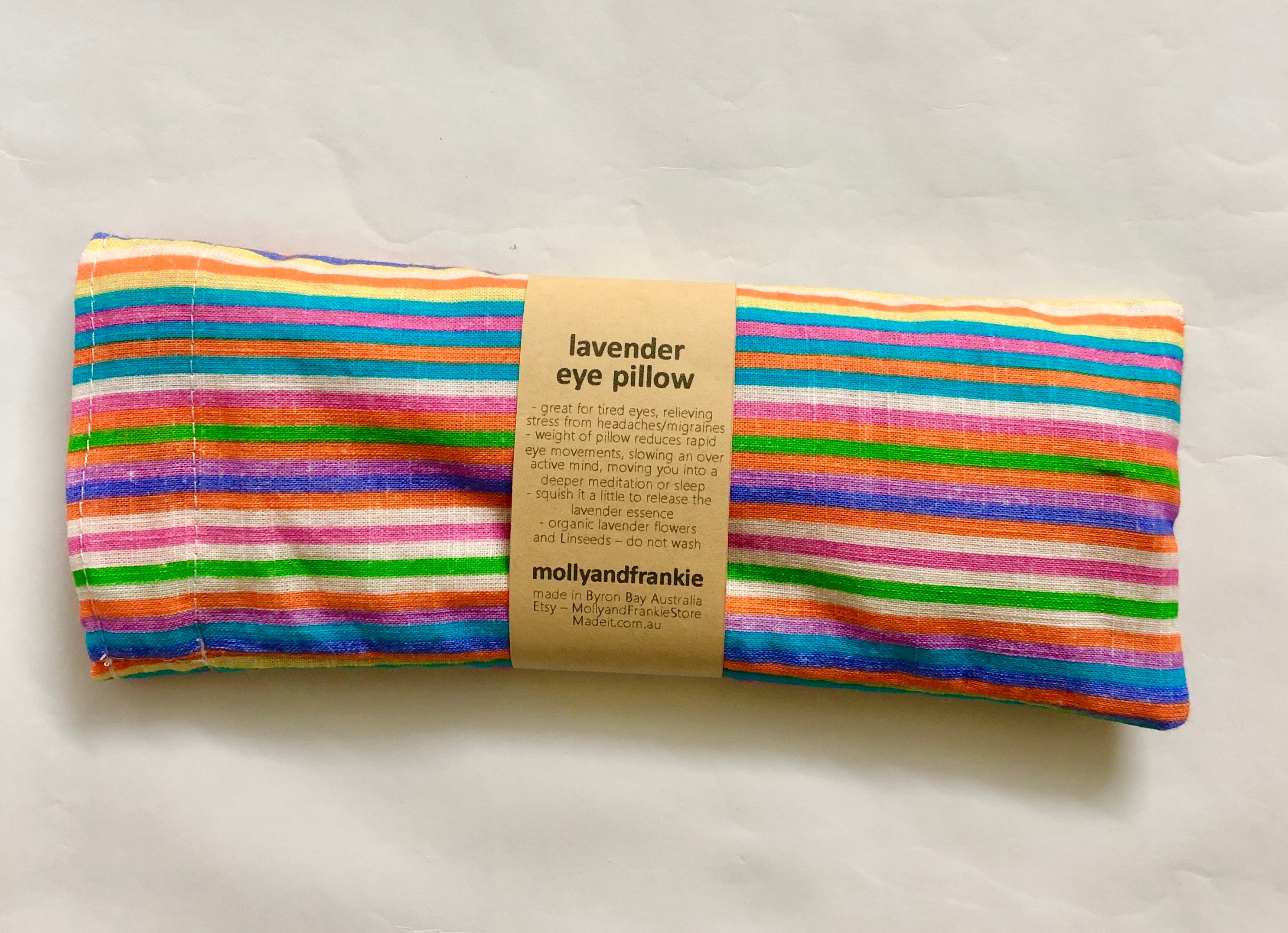 Lavender and Linseed Eye Pillow with Removable, Washable Cover - Rainbow