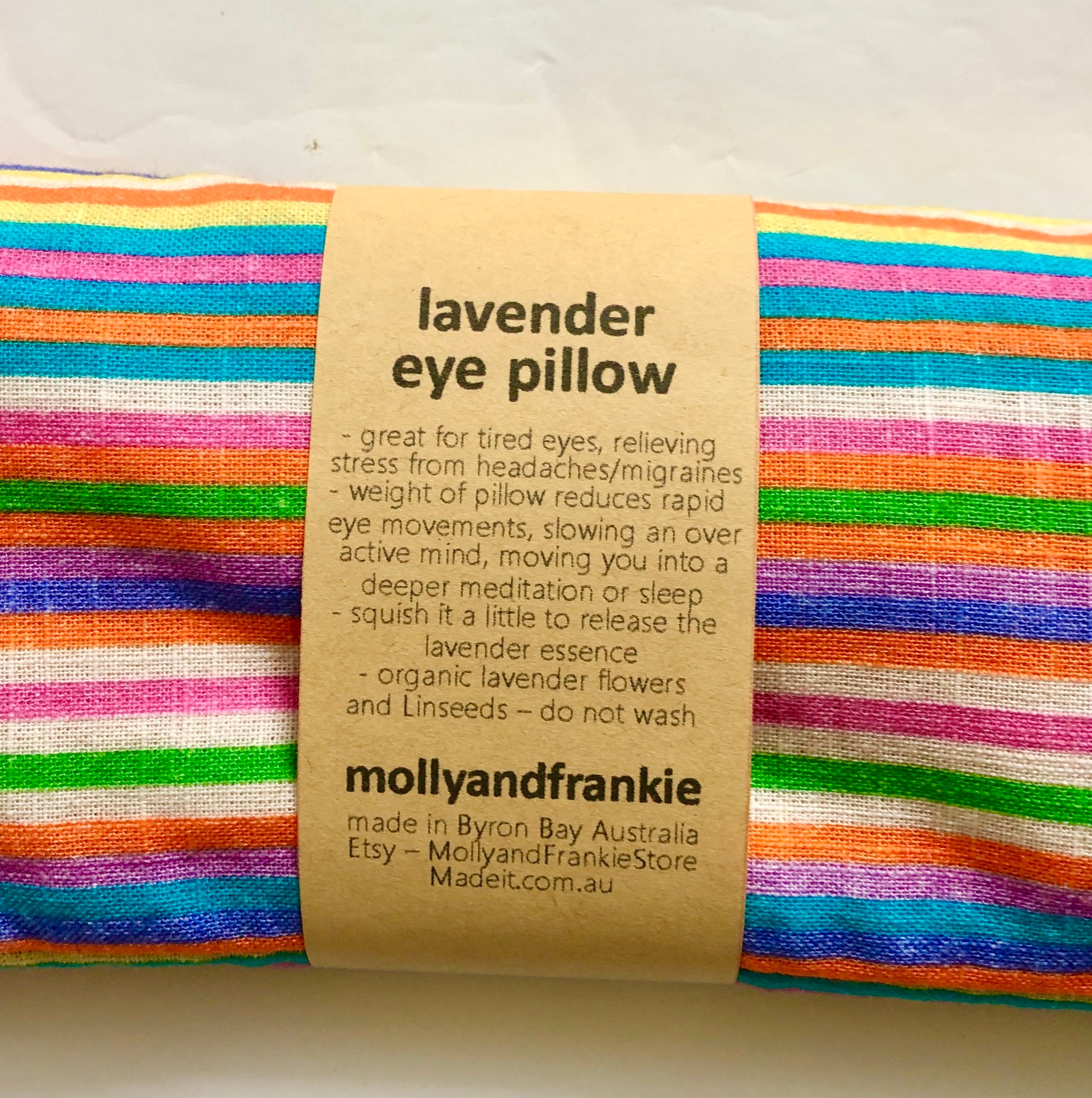 Lavender and Linseed Eye Pillow with Removable, Washable Cover - Rainbow