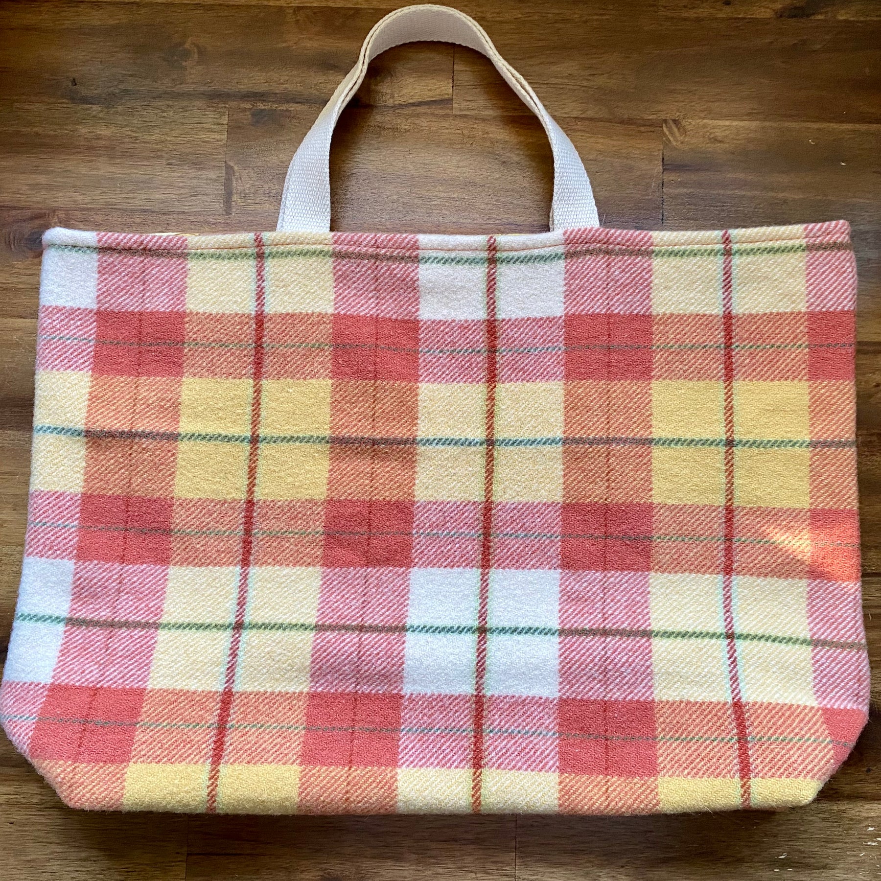 Upcycled Woollen Blanket - Market Tote - Orange/yellow
