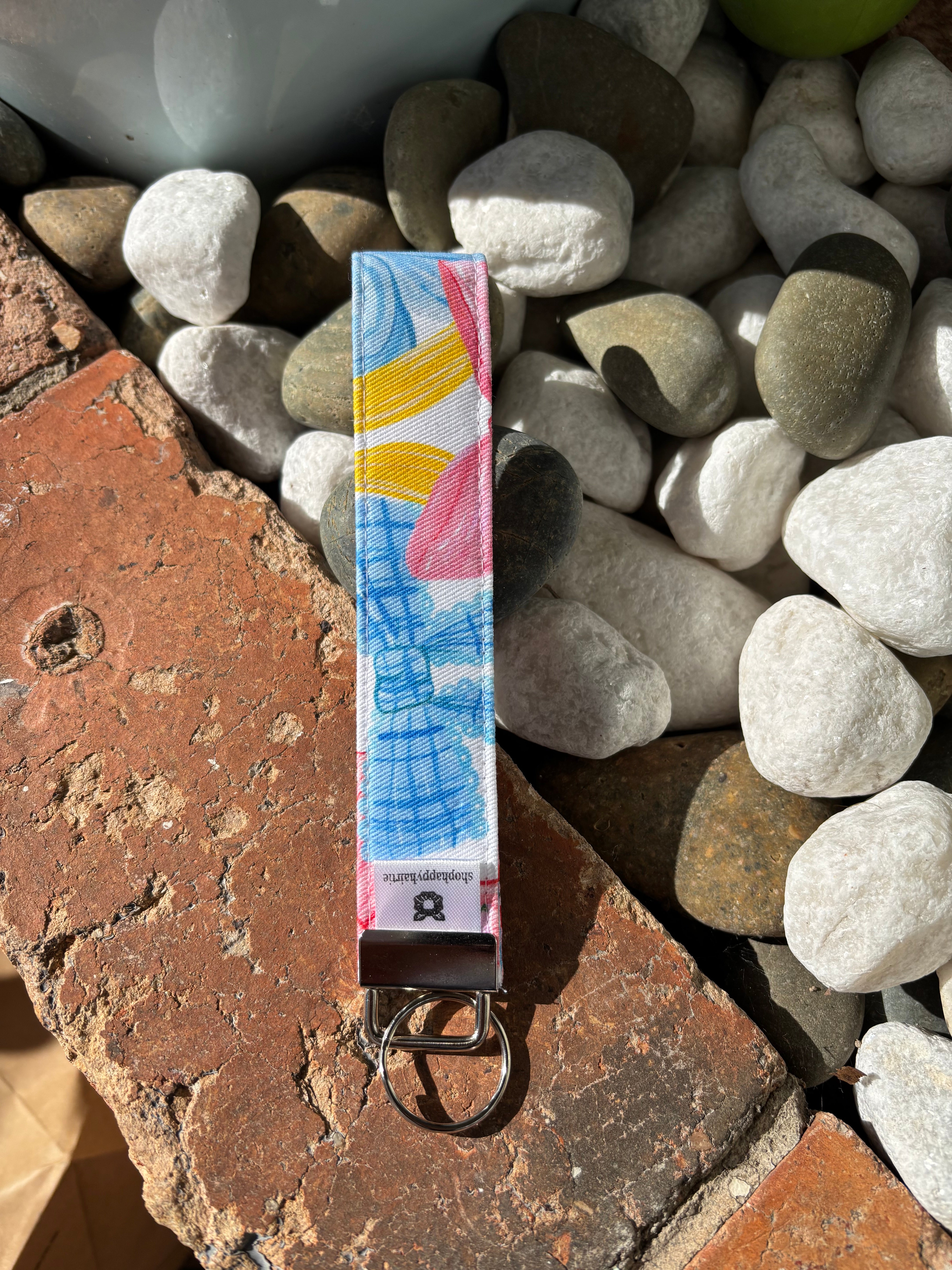 Handmade Fabric Wristlet Keychain | Cotton Key Fob & Wrist Strap