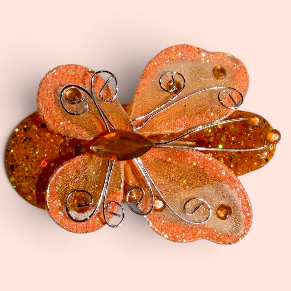 Orange Butterfly Hair Clip
