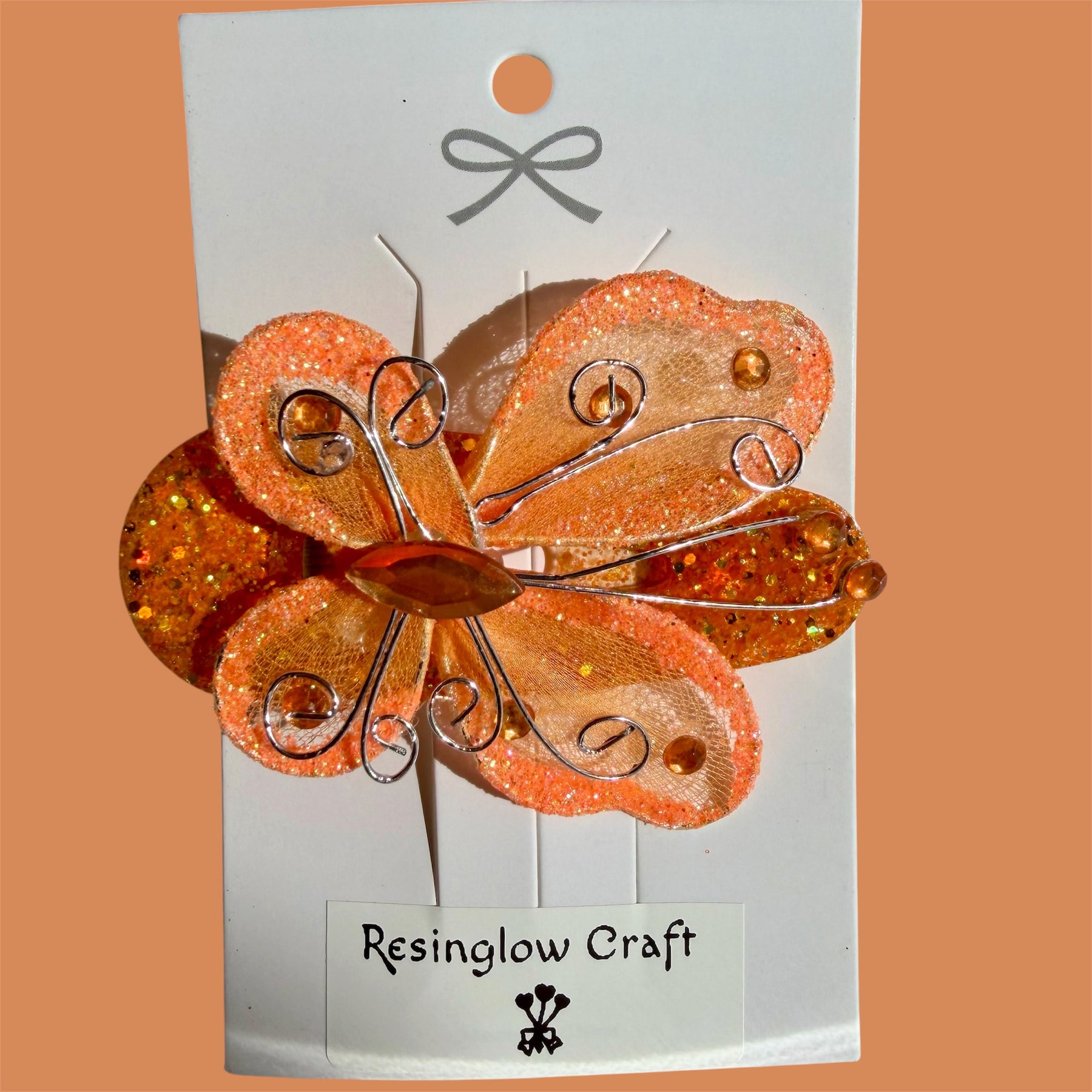 Orange Butterfly Hair Clip