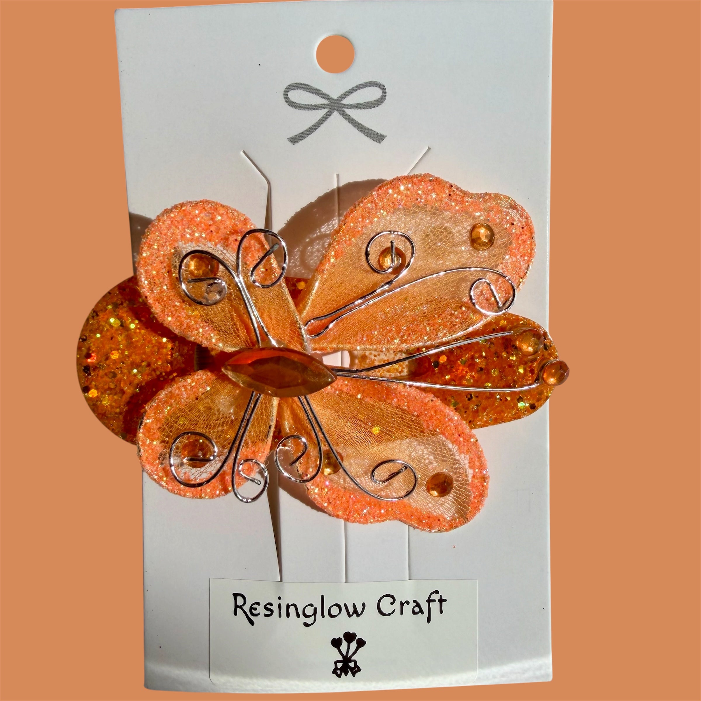 Orange Butterfly Hair Clip