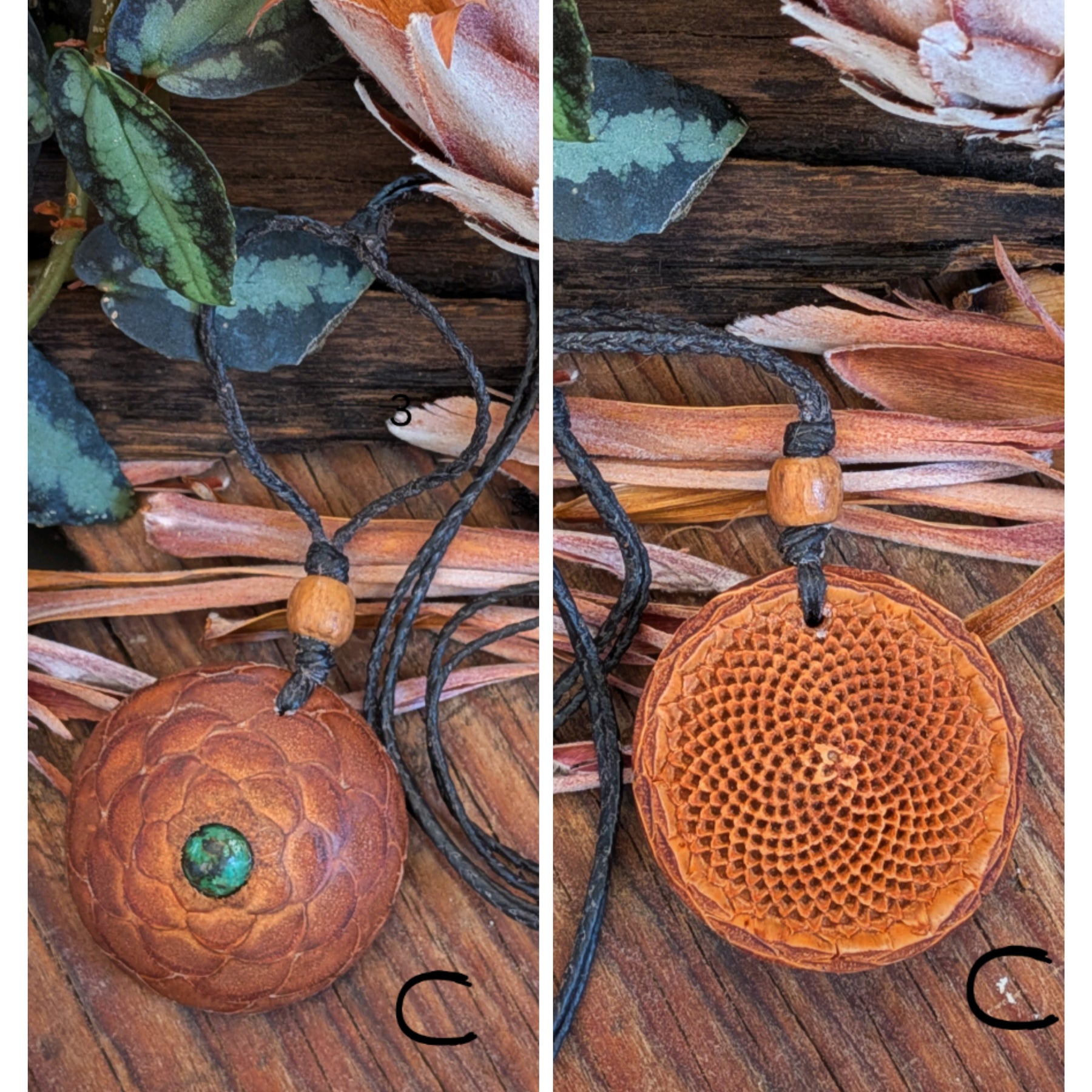 PROTEA SEED POD NECKLACE African Turquoise Amethyst Flower of life Sacred Geometry