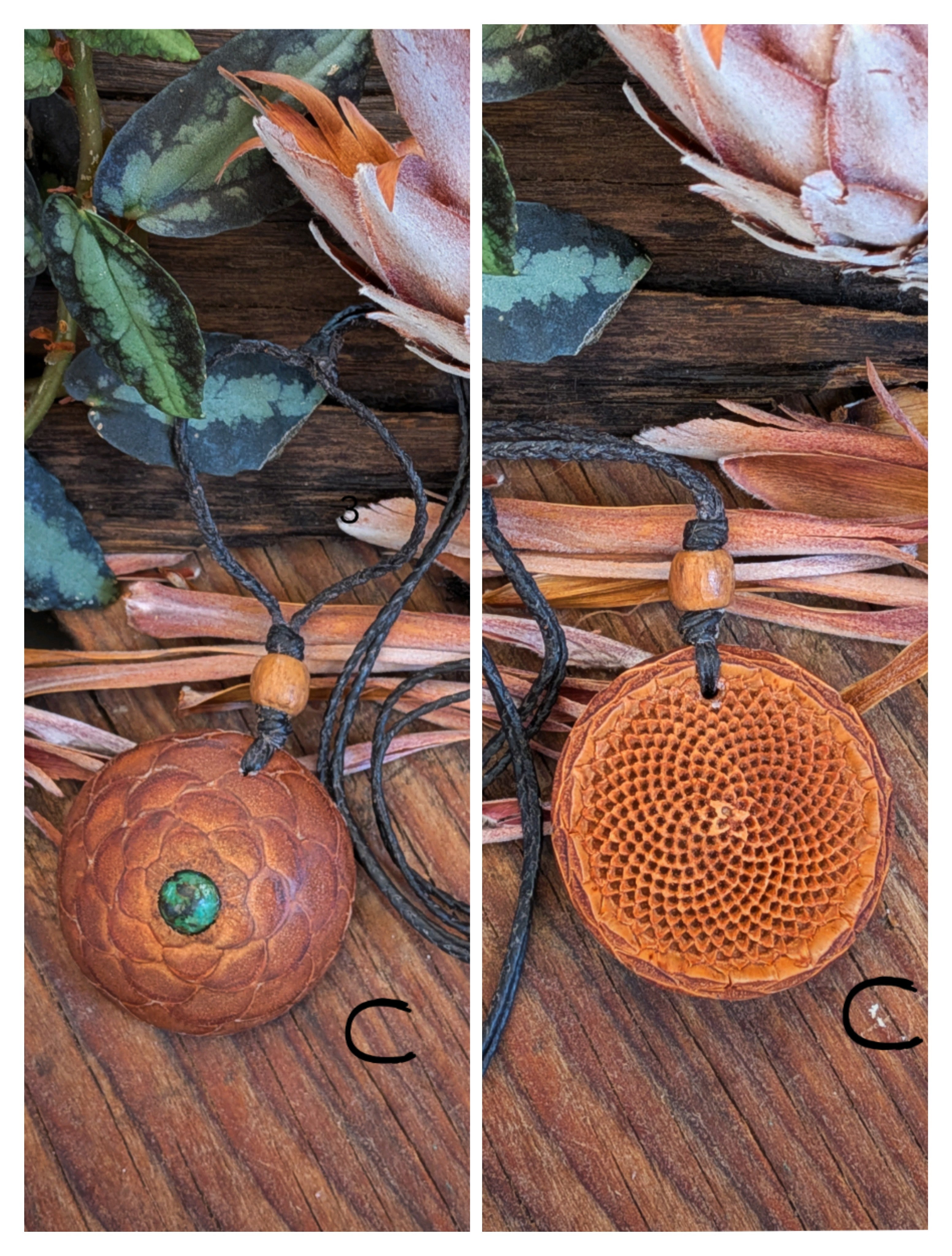 PROTEA SEED POD NECKLACE African Turquoise Amethyst Flower of life Sacred Geometry
