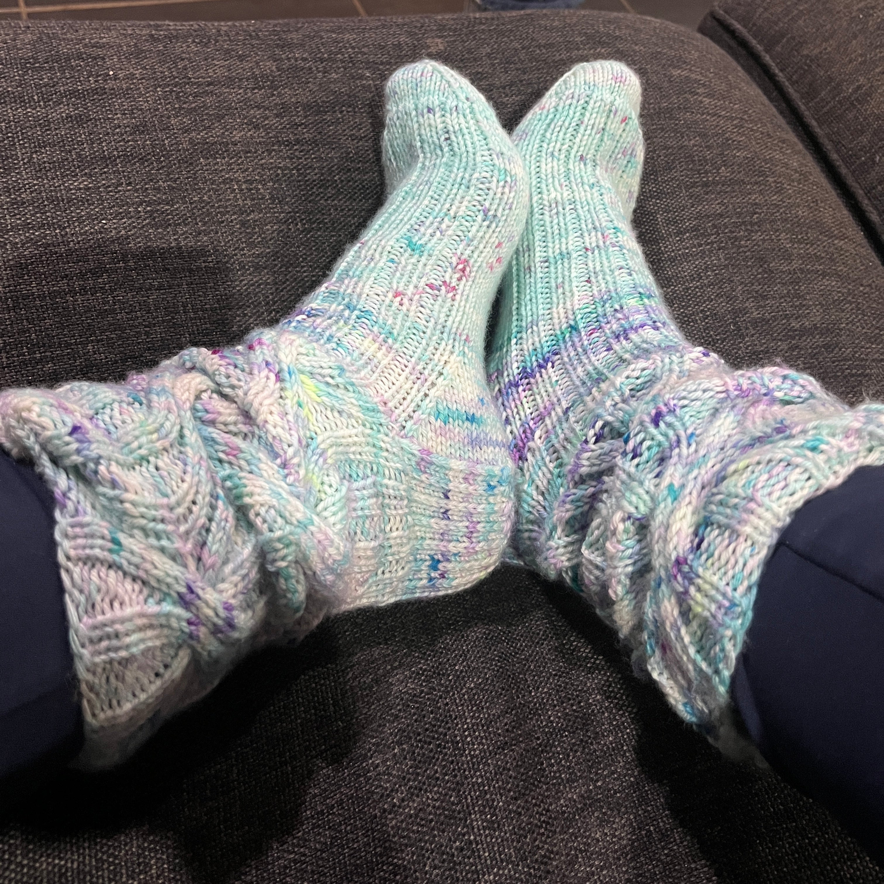 Hand knit socks using Australian hand dyed yarn