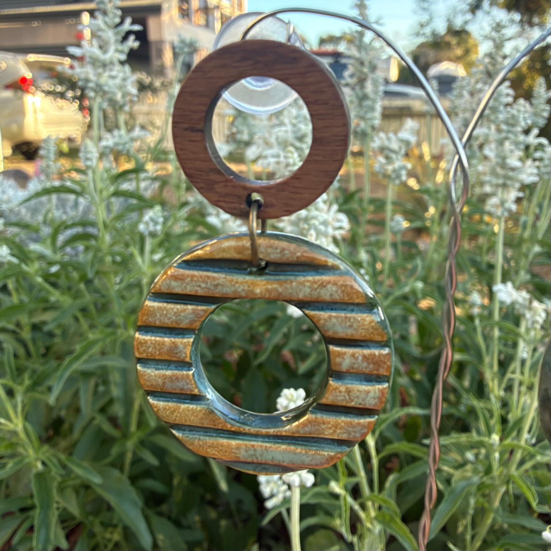 Earrings Ceramic Circle Stripe Dangles