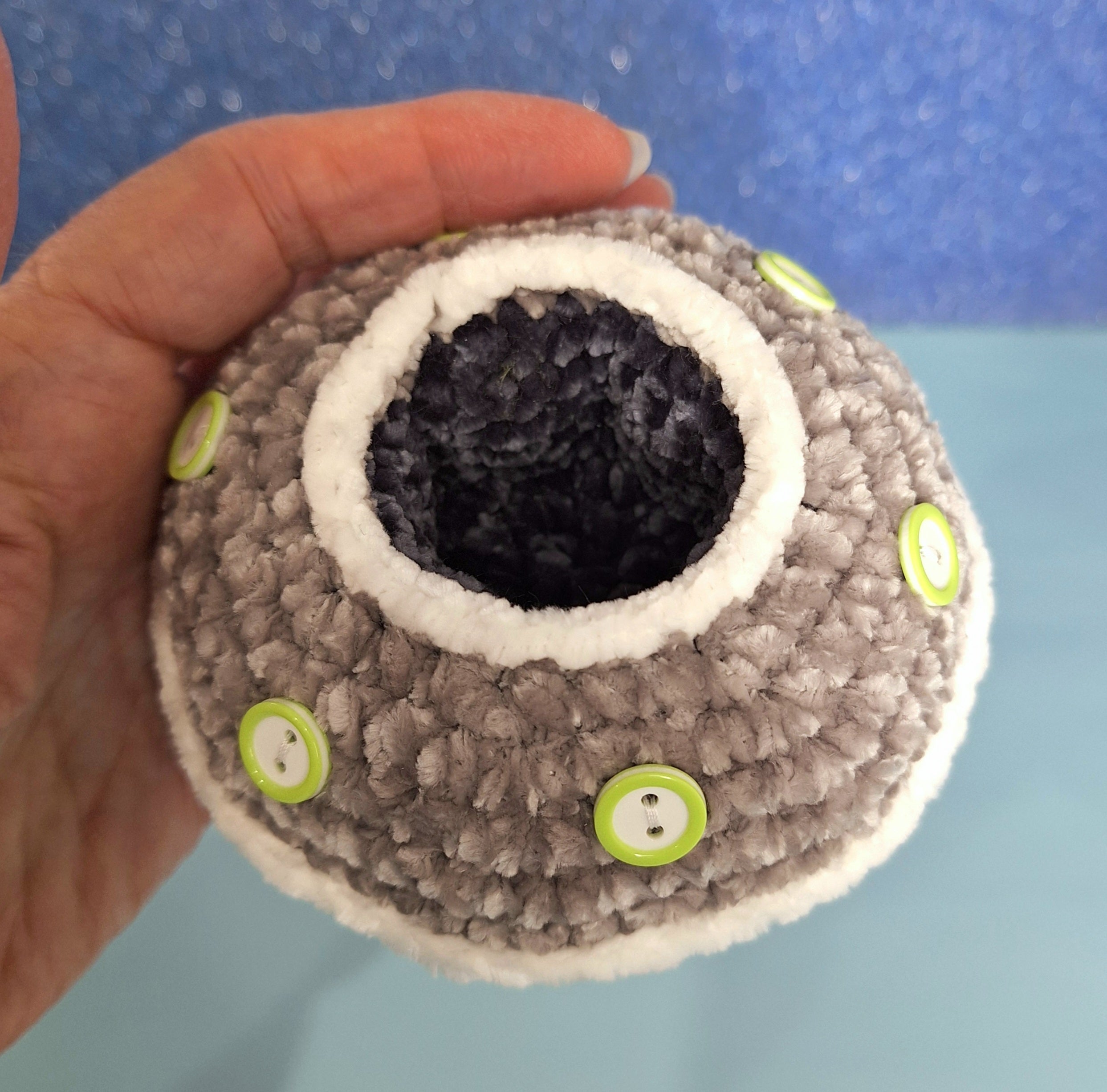 Crocheted Alien and Flying Saucer- Handmade Plush Play Set