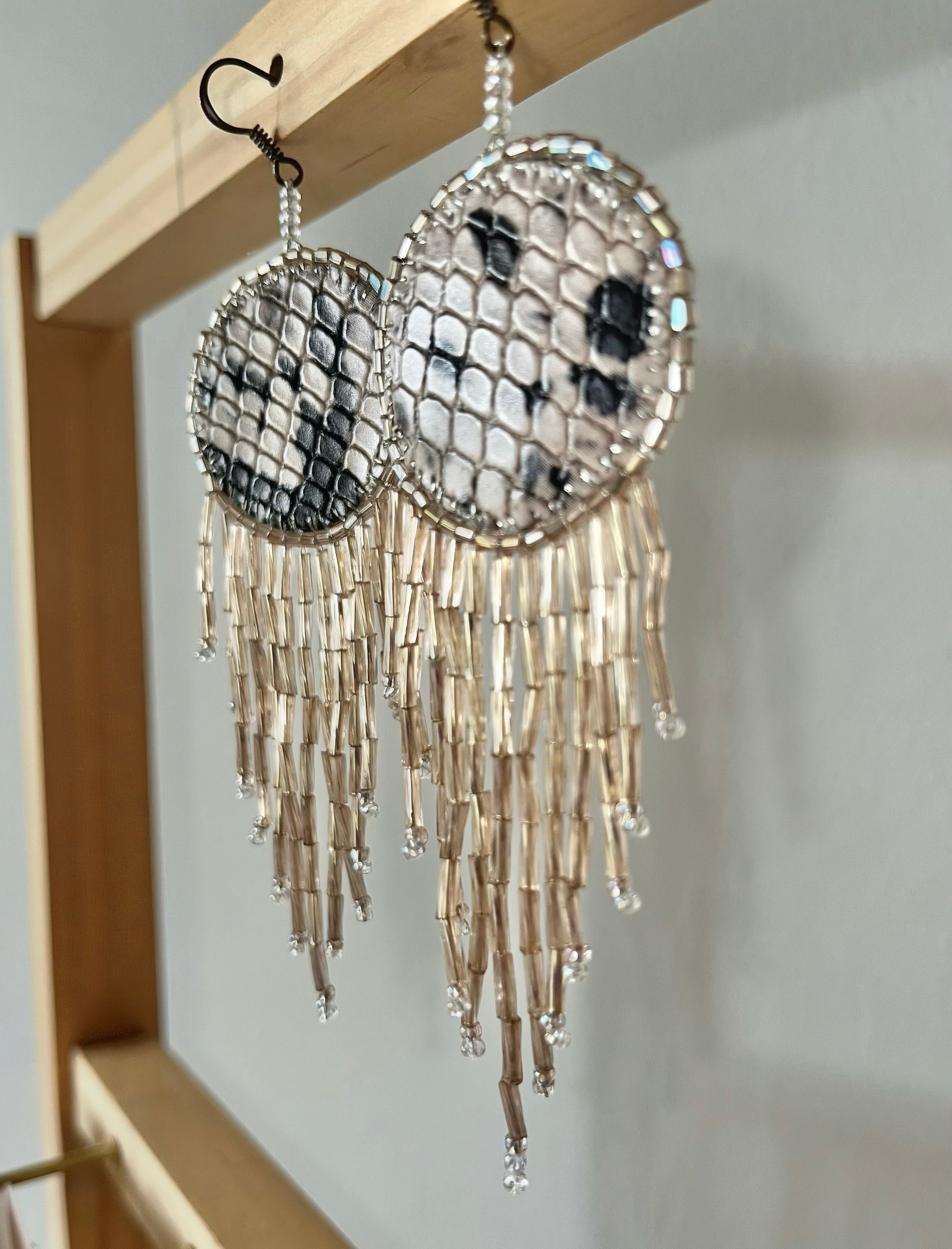 🐆 ANIMAL PRINT exclusive | dangle earrings | beaded leather handmade