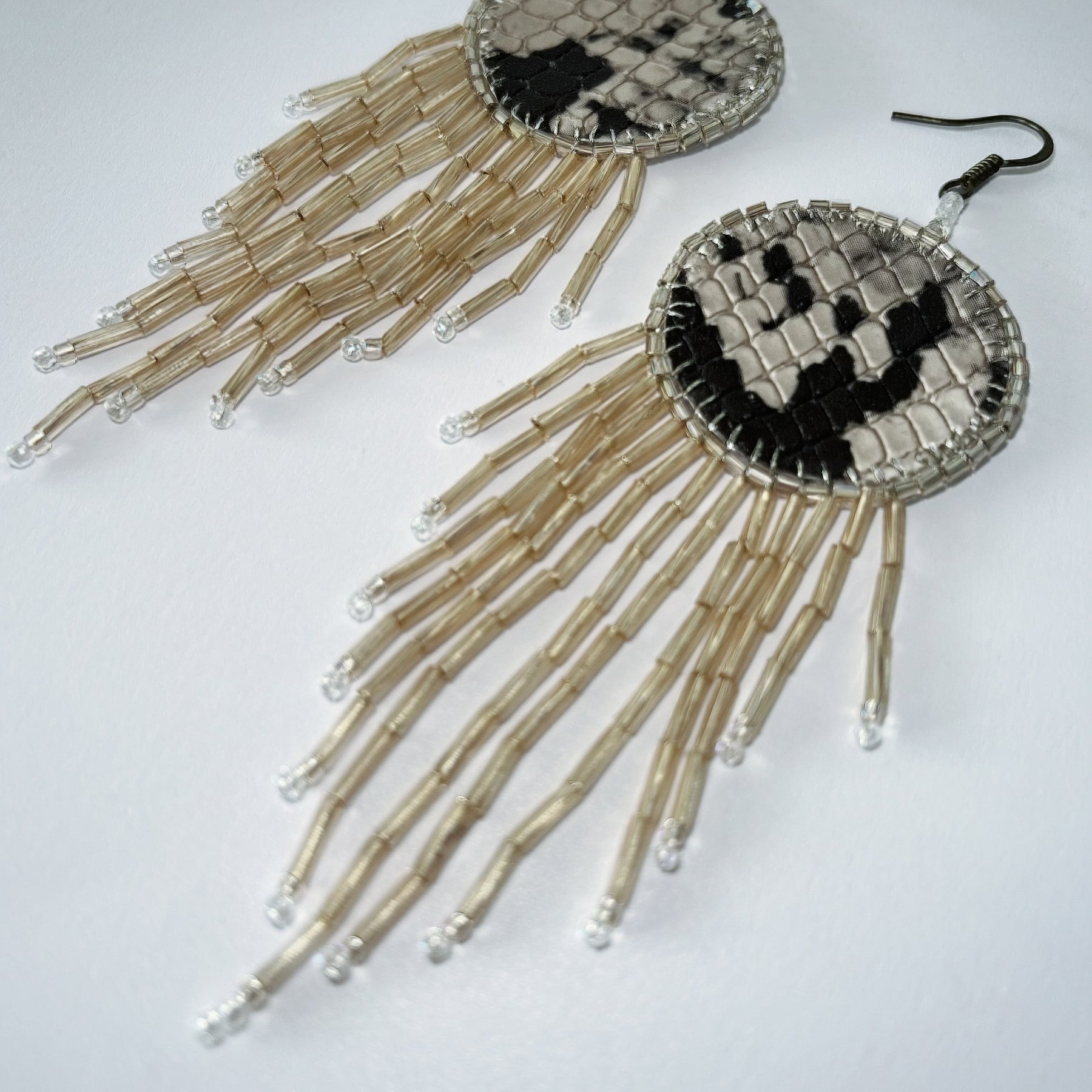 🐆 ANIMAL PRINT exclusive | dangle earrings | beaded leather handmade