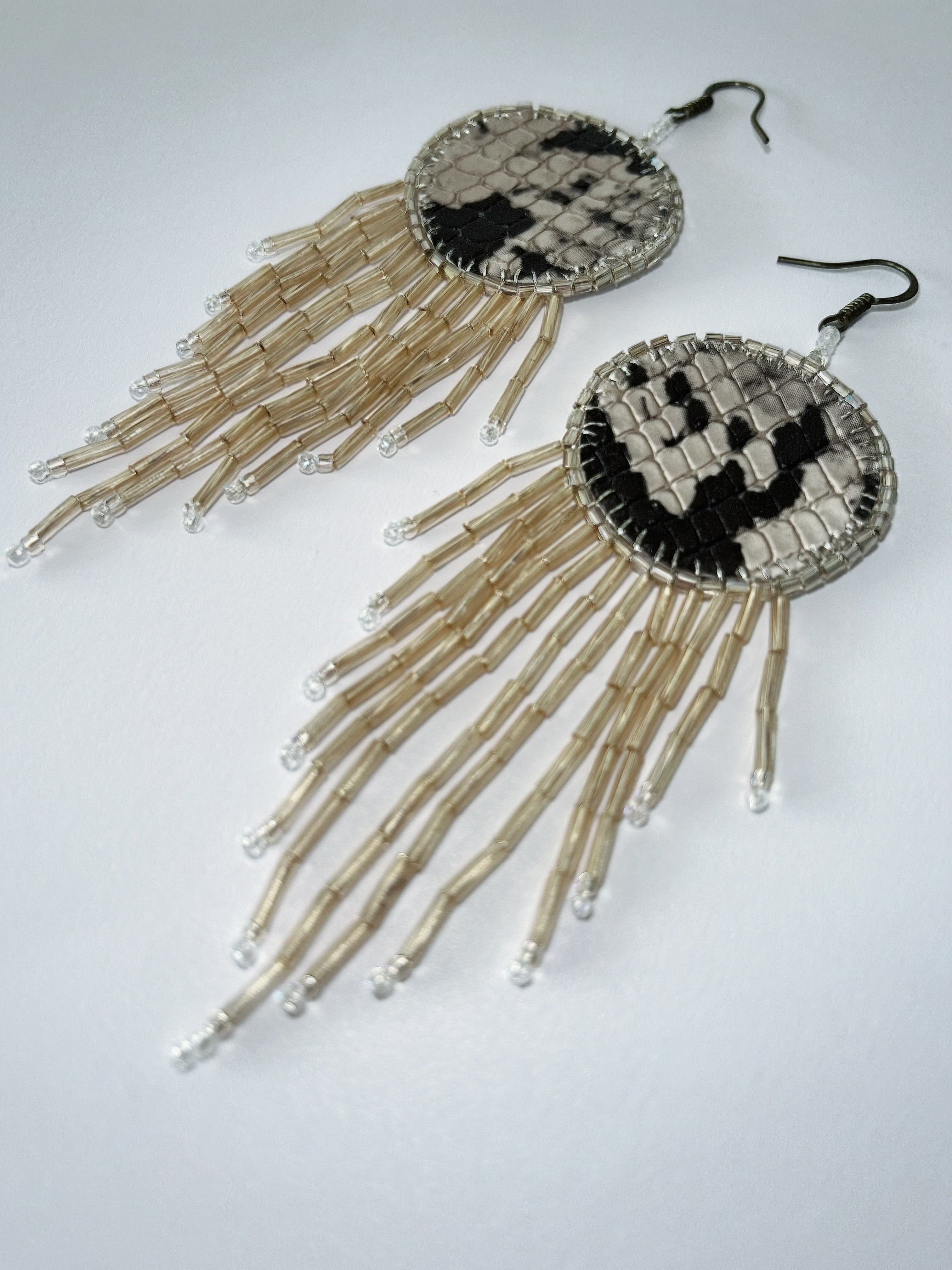 🐆 ANIMAL PRINT exclusive | dangle earrings | beaded leather handmade