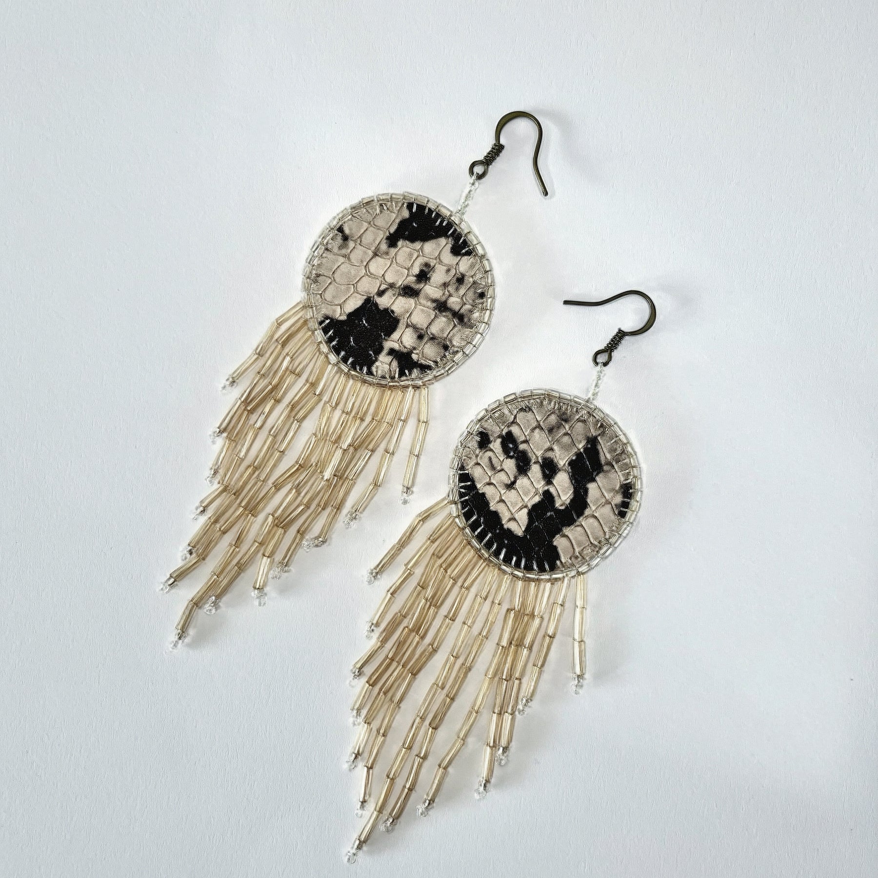 🐆 ANIMAL PRINT exclusive | dangle earrings | beaded leather handmade