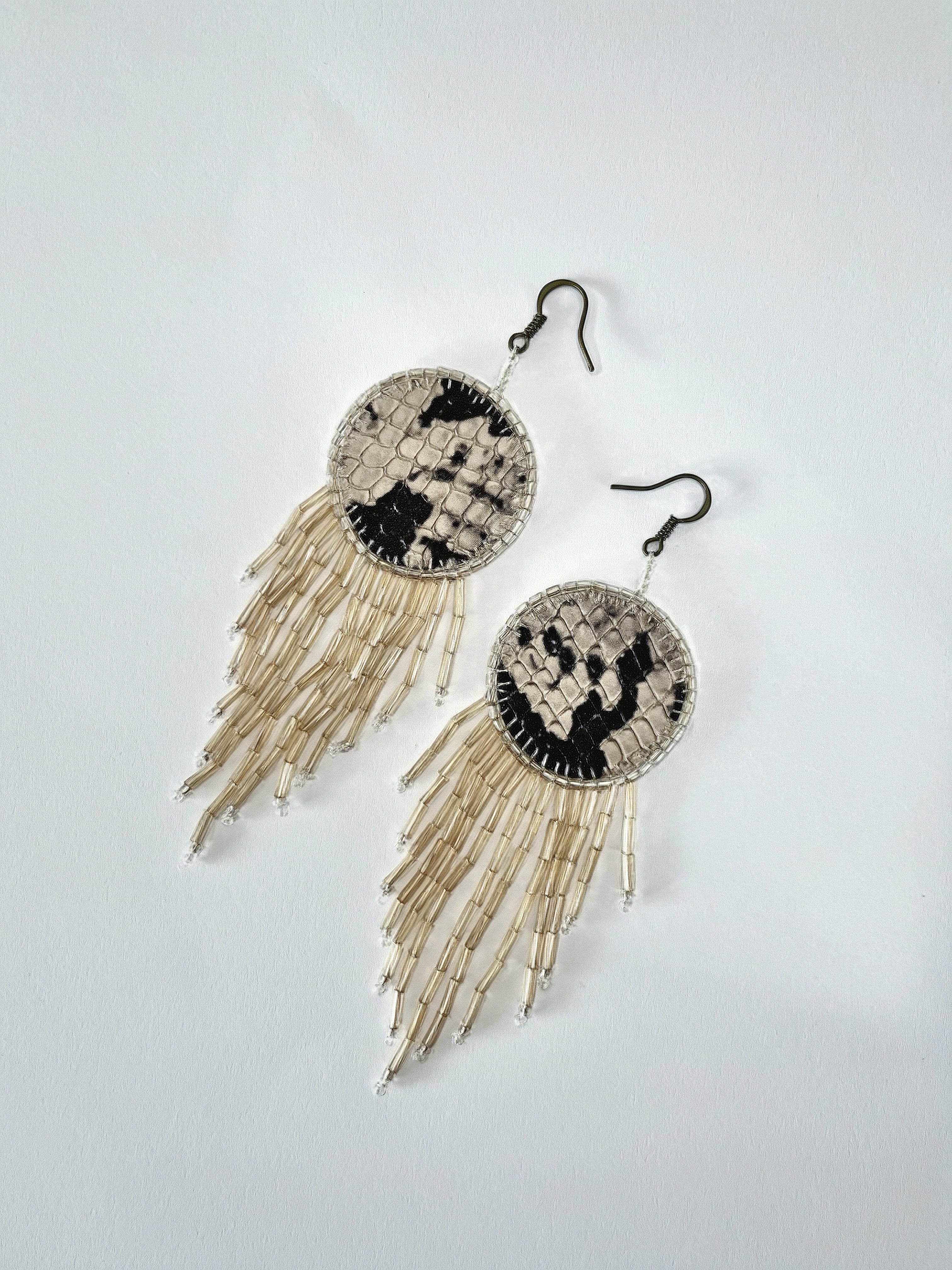 🐆 ANIMAL PRINT exclusive | dangle earrings | beaded leather handmade