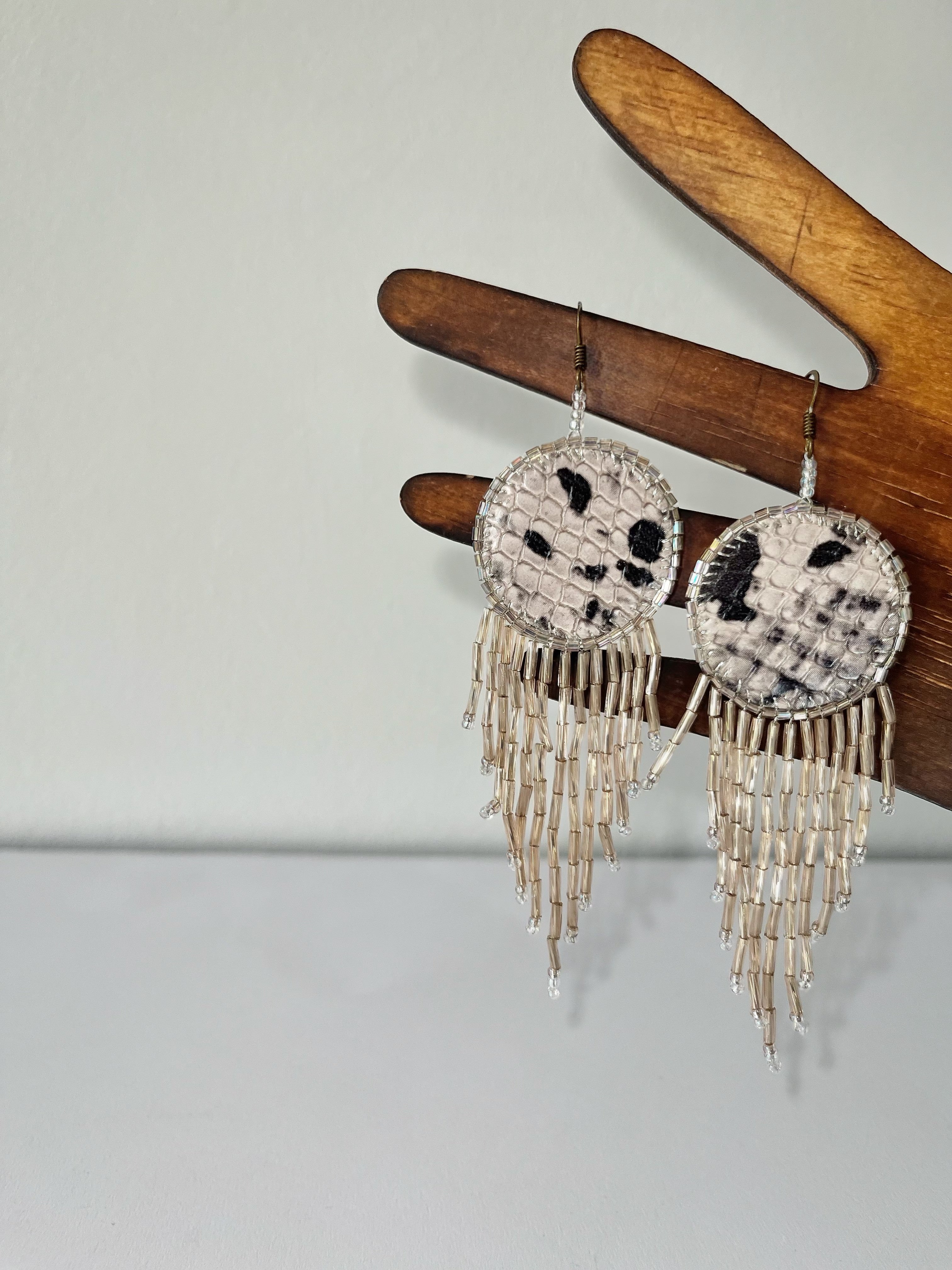 🐆 ANIMAL PRINT exclusive | dangle earrings | beaded leather handmade