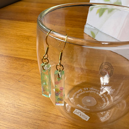 Rectangle Resin Earrings - Green