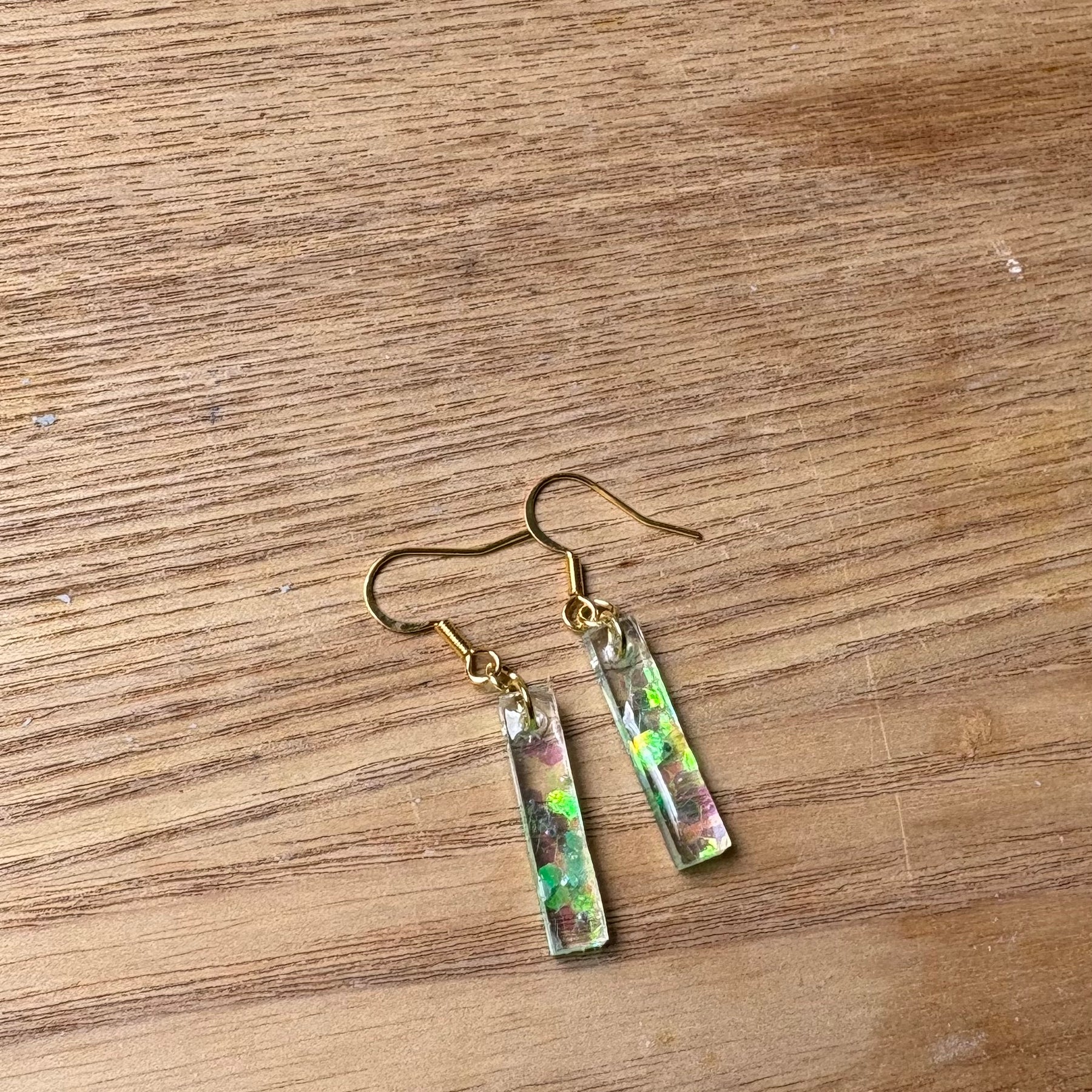 Rectangle Resin Earrings - Green