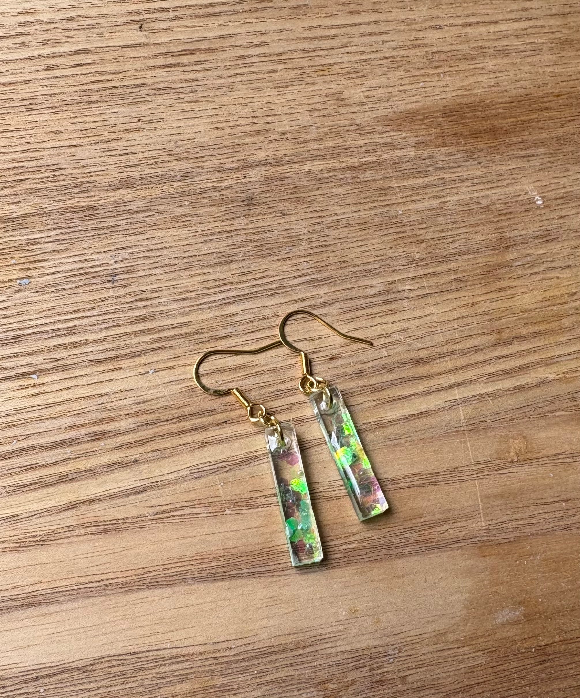 Rectangle Resin Earrings - Green