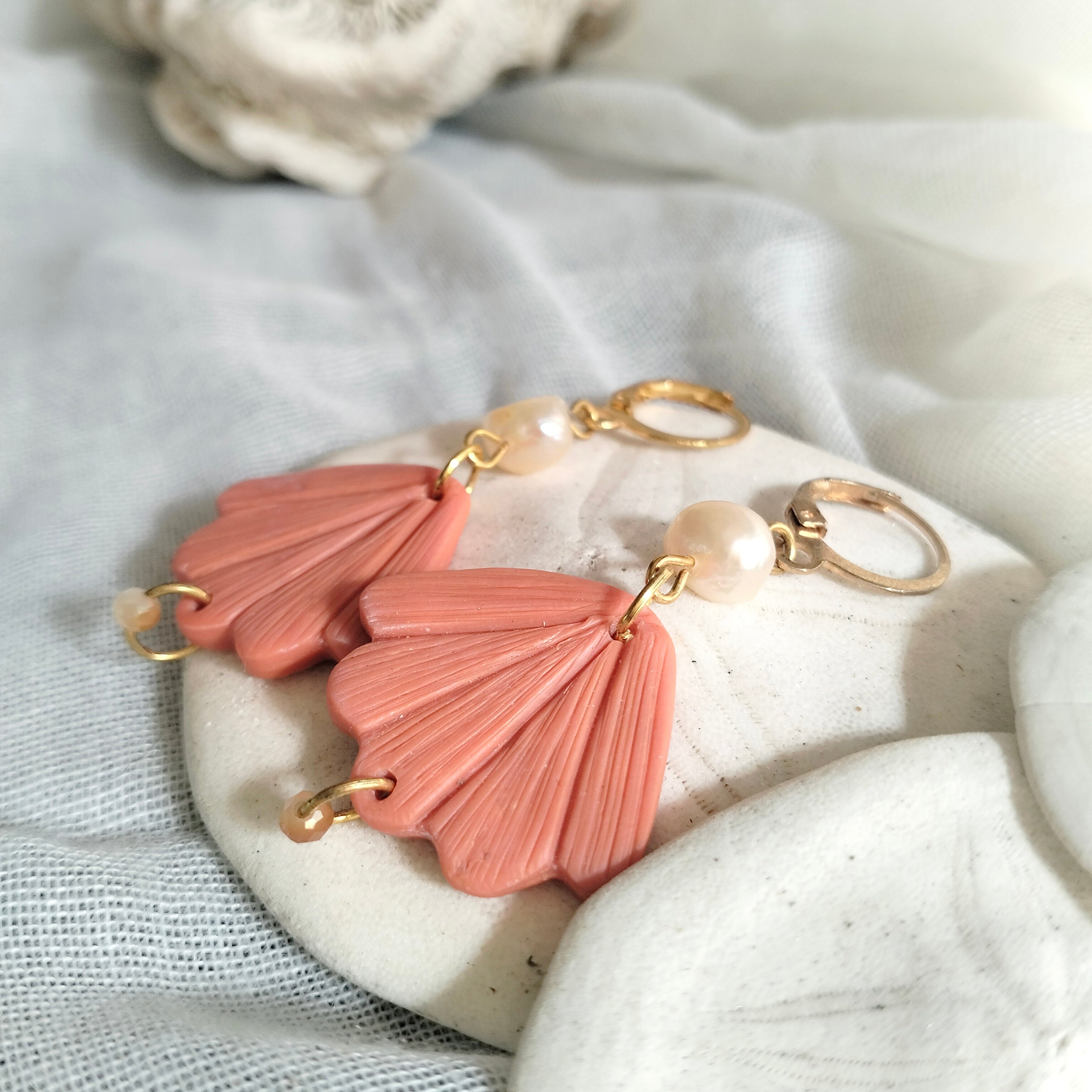 Earrings - Seashells and Fresh Water Pearls- Artful Dangles