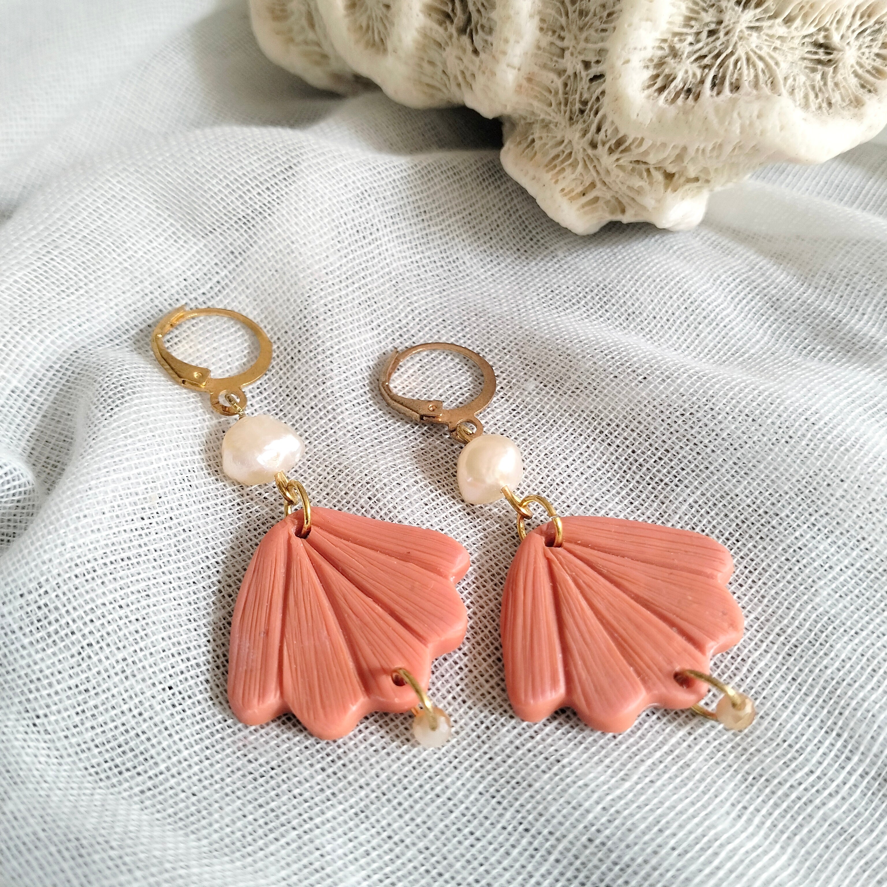 Earrings - Seashells and Fresh Water Pearls- Artful Dangles