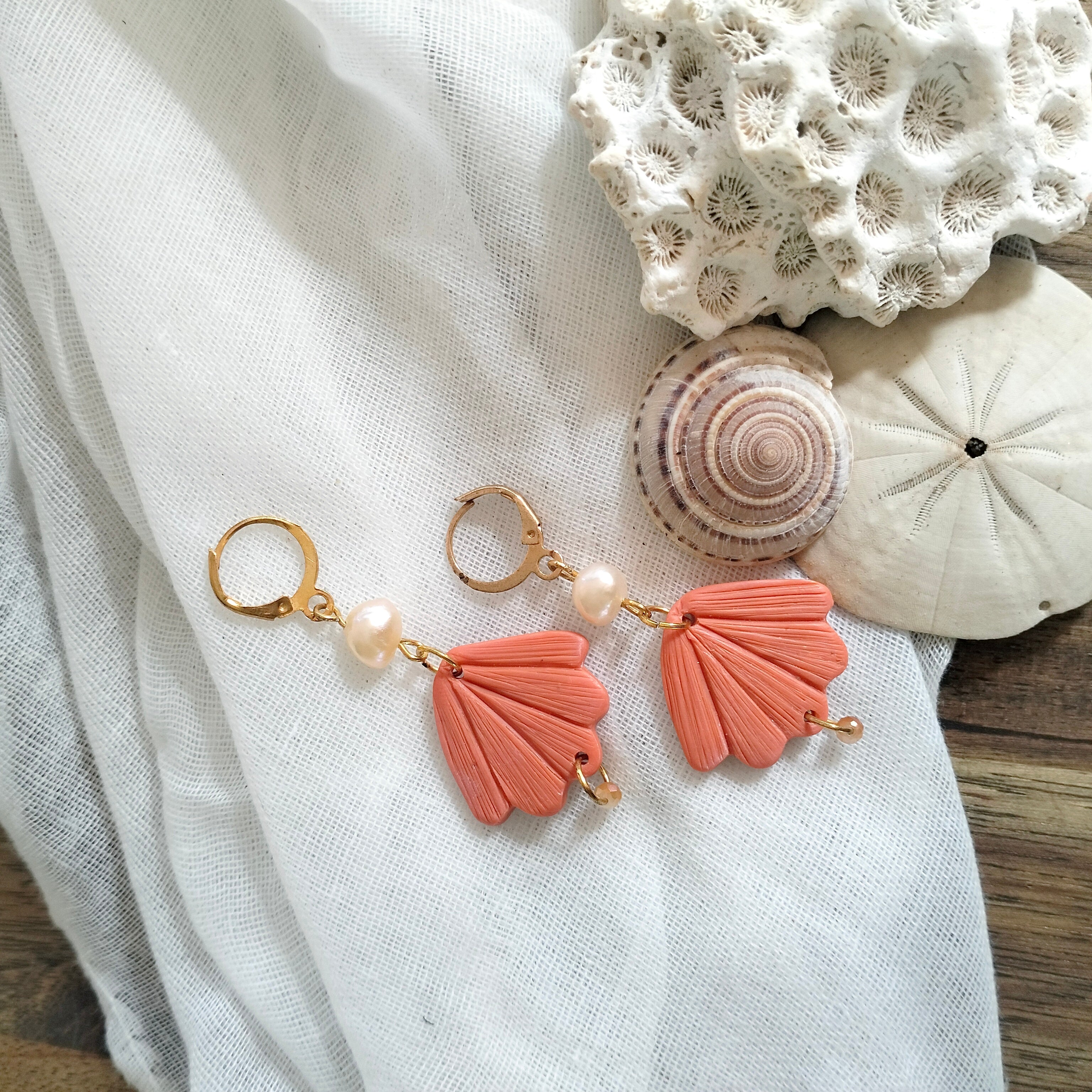 Earrings - Seashells and Fresh Water Pearls- Artful Dangles