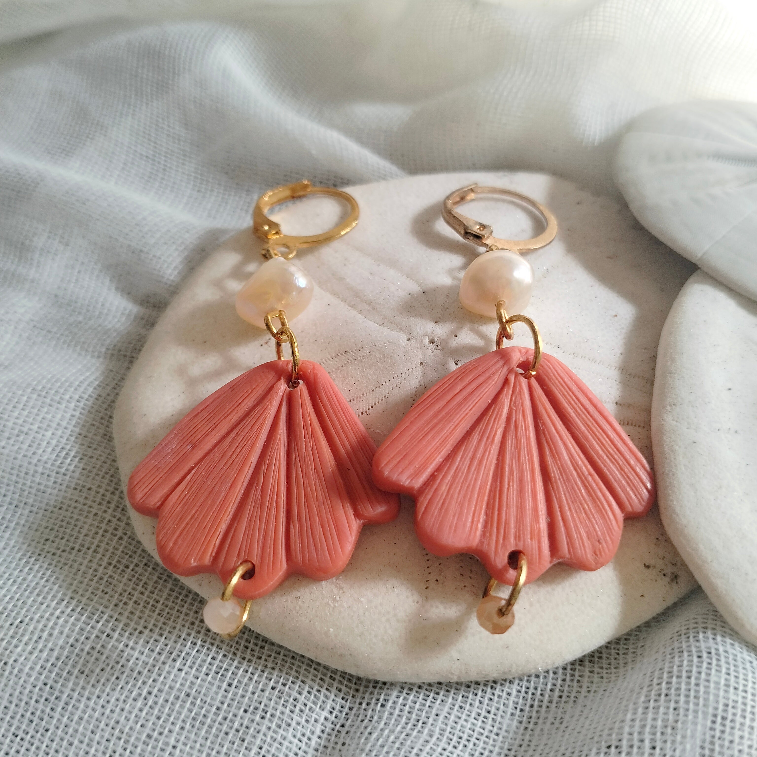 Earrings - Seashells and Fresh Water Pearls- Artful Dangles