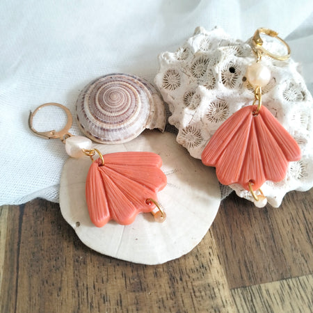 Earrings - Seashells and Fresh Water Pearls- Artful Dangles