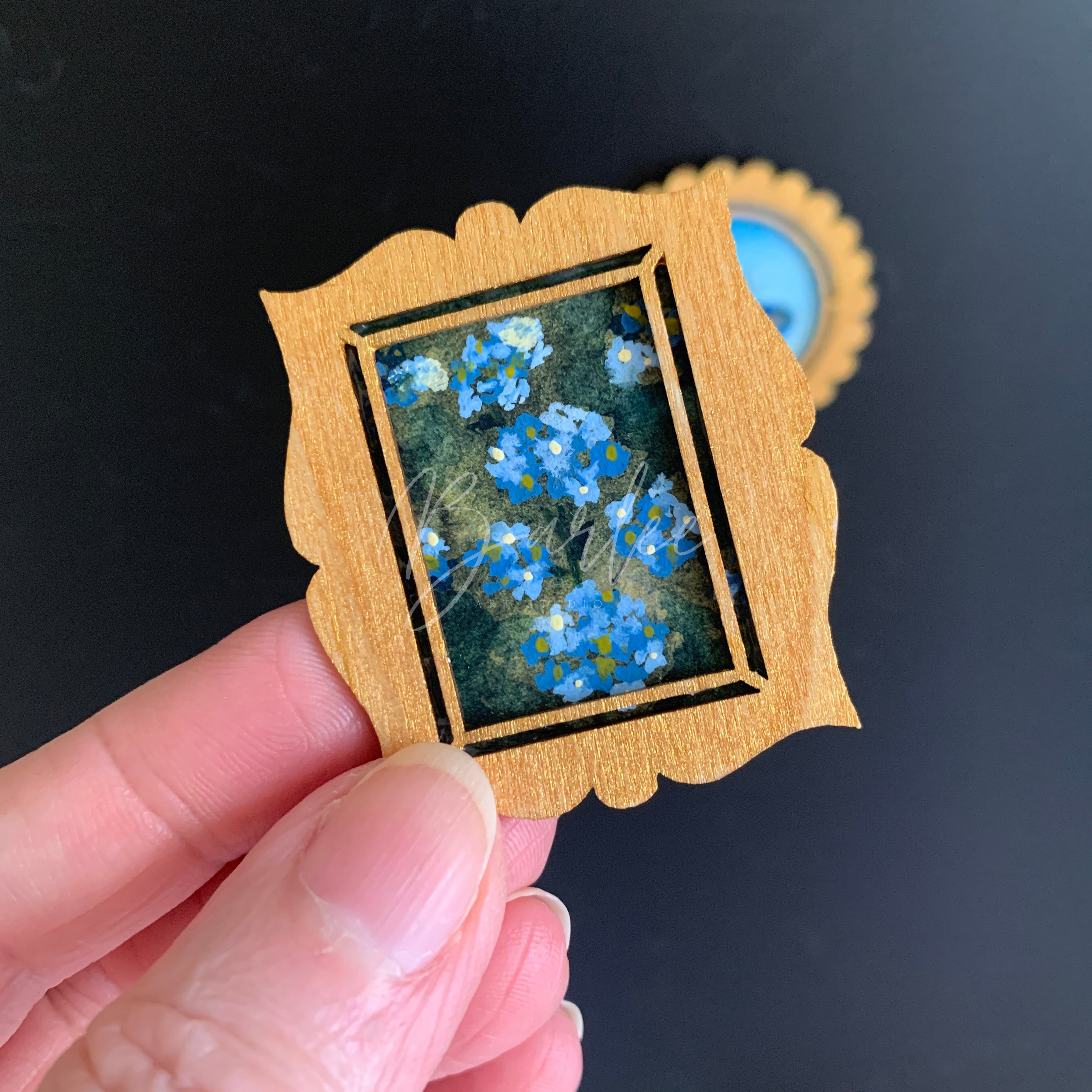Hand Painted Fridge Magnet Set - 4 Framed Mini Paintings