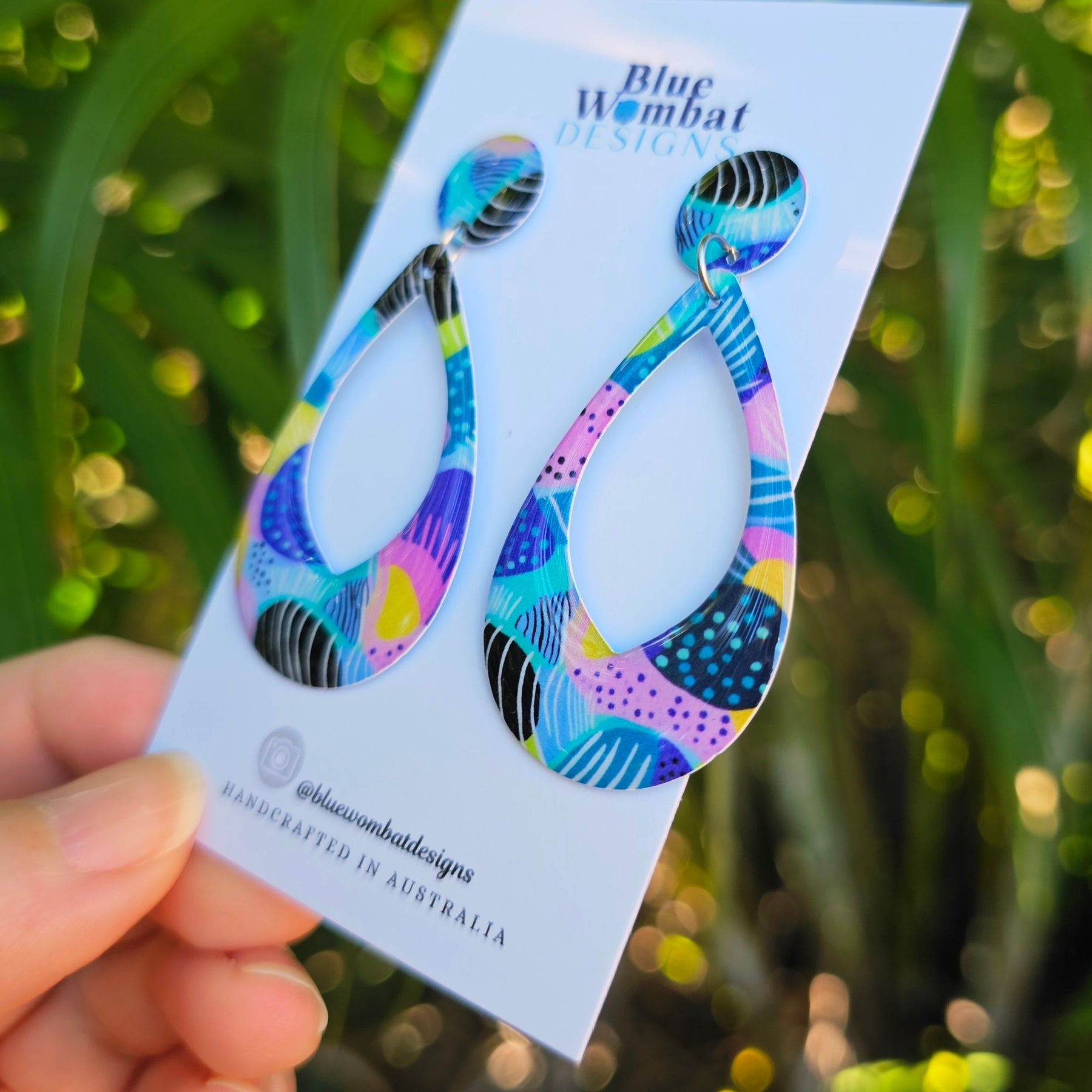Colourful Yupo Paper Resin Coated Dangle Earrings